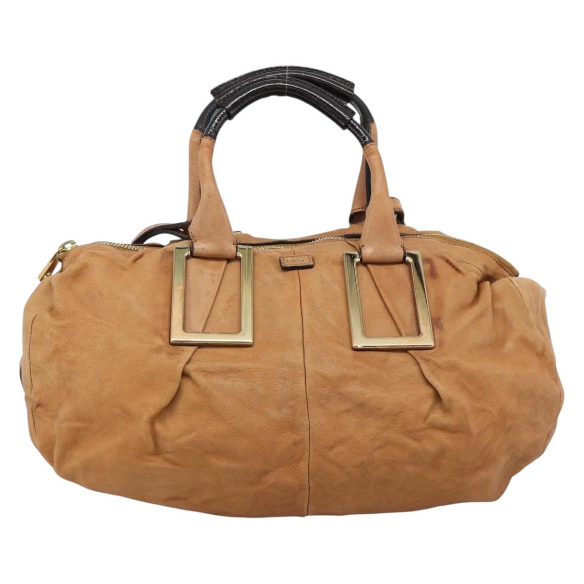 Chloe Etel Shoulder Bag Leather 2way Brown Gold Auth mr2737