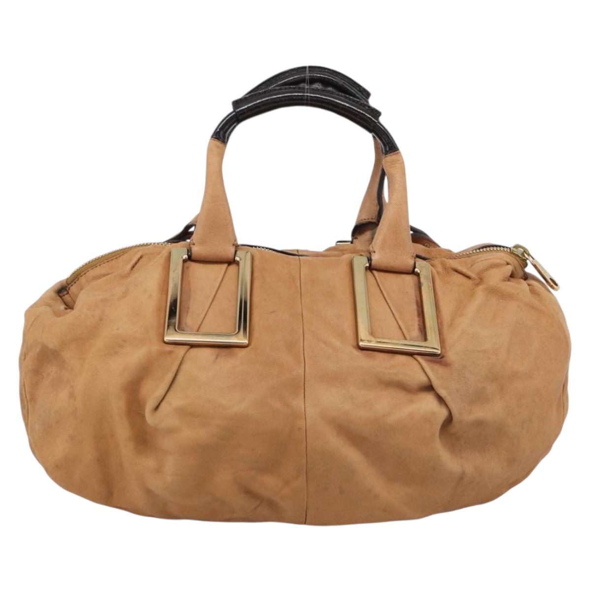 Chloe Etel Shoulder Bag Leather 2way Brown Gold Auth mr2737