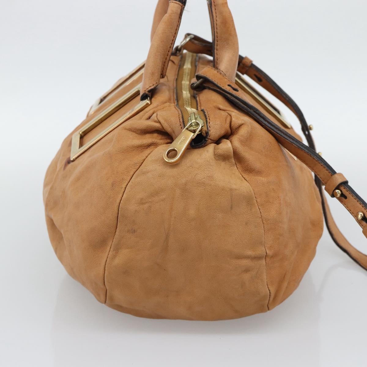 Chloe Etel Shoulder Bag Leather 2way Brown Gold Auth mr2737