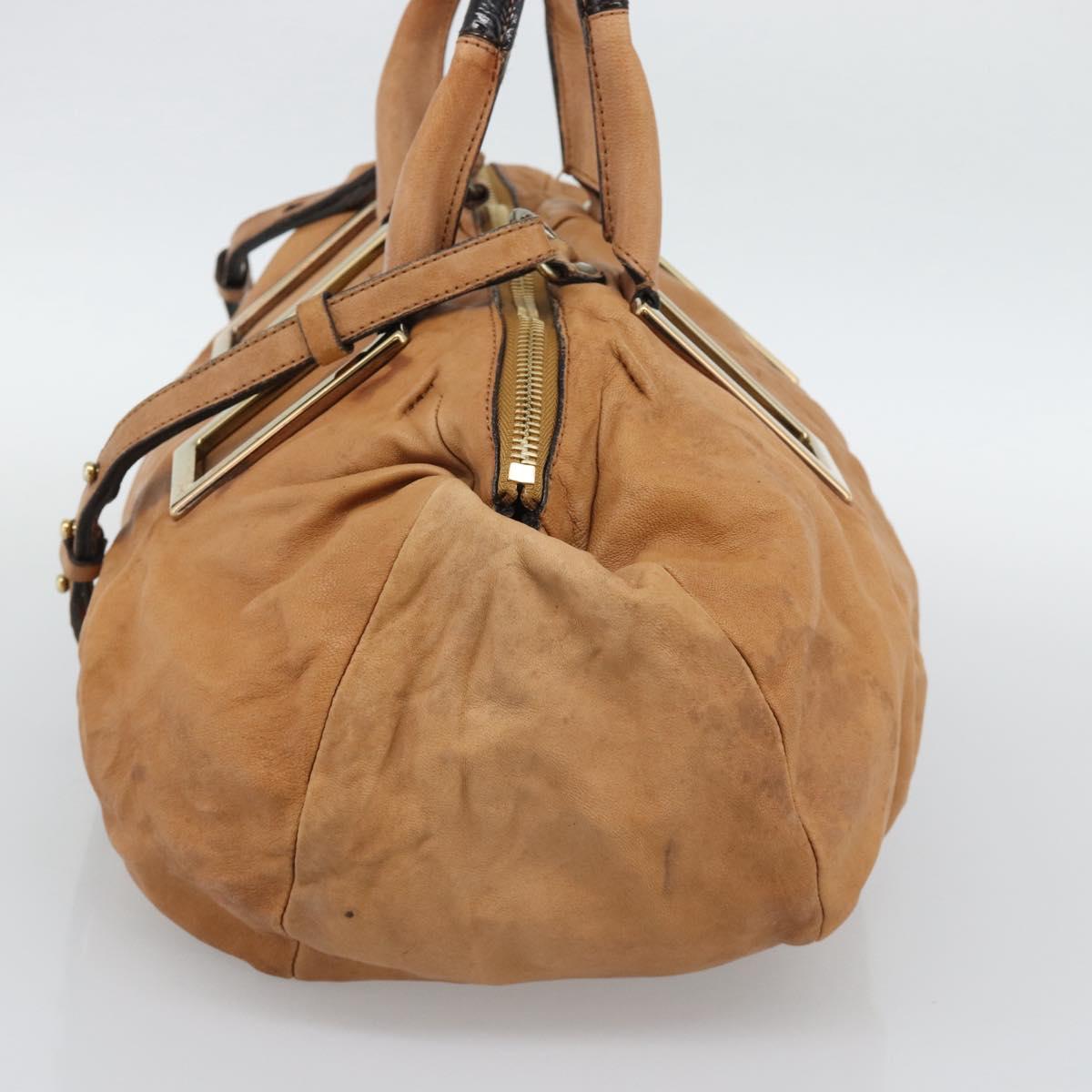 Chloe Etel Shoulder Bag Leather 2way Brown Gold Auth mr2737