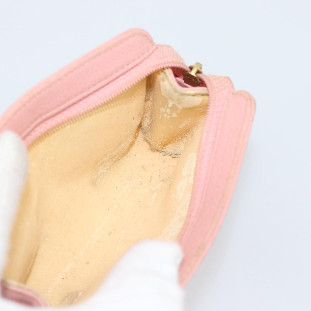 CHANEL Pouch Caviar Skin Pink Gold CC Auth mr2739