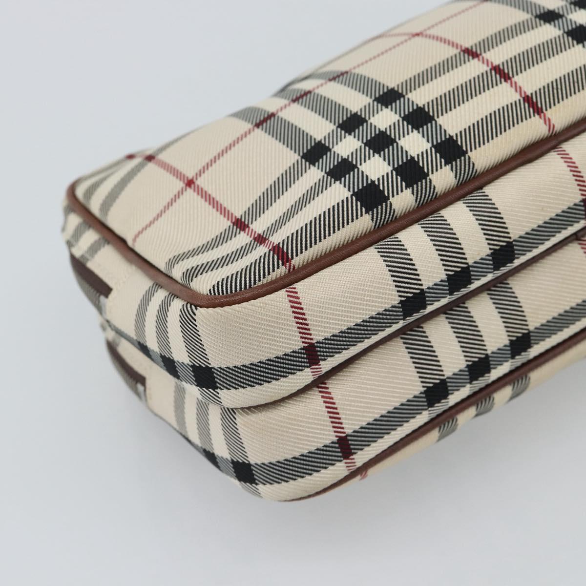 BURBERRY Nova Check Clutch Bag Canvas Beige Silver Auth mr2740
