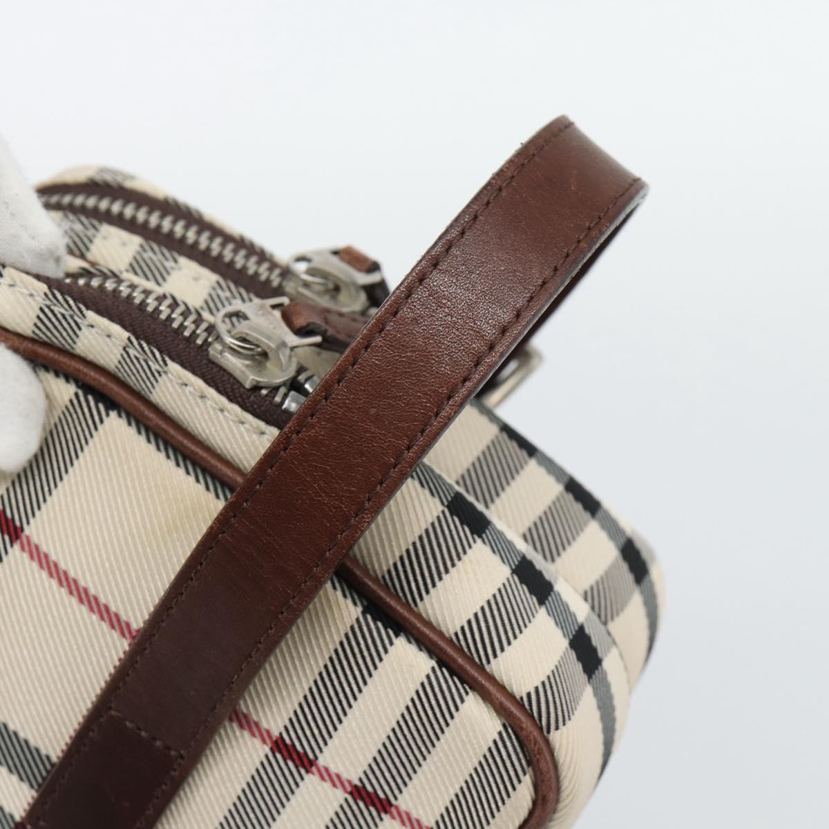 BURBERRY Nova Check Clutch Bag Canvas Beige Silver Auth mr2740