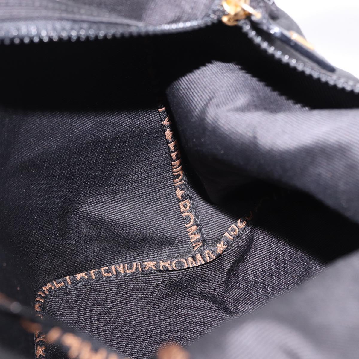 FENDI Shoulder Bag Canvas Black Gold Auth mr2741