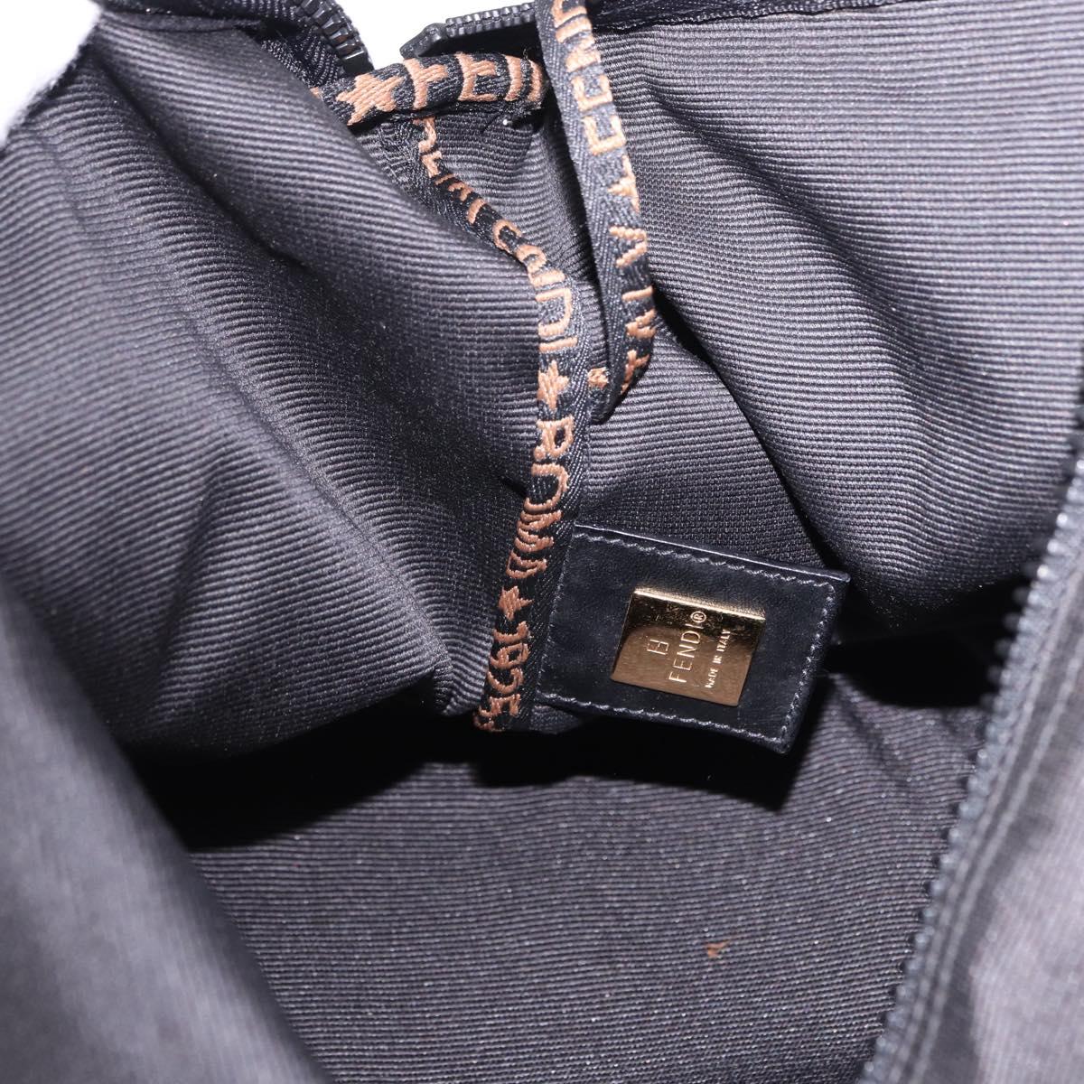 FENDI Shoulder Bag Canvas Black Gold Auth mr2741