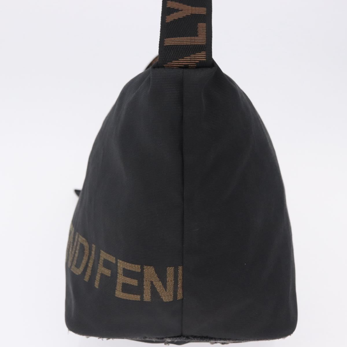 FENDI Shoulder Bag Canvas Black Gold Auth mr2741