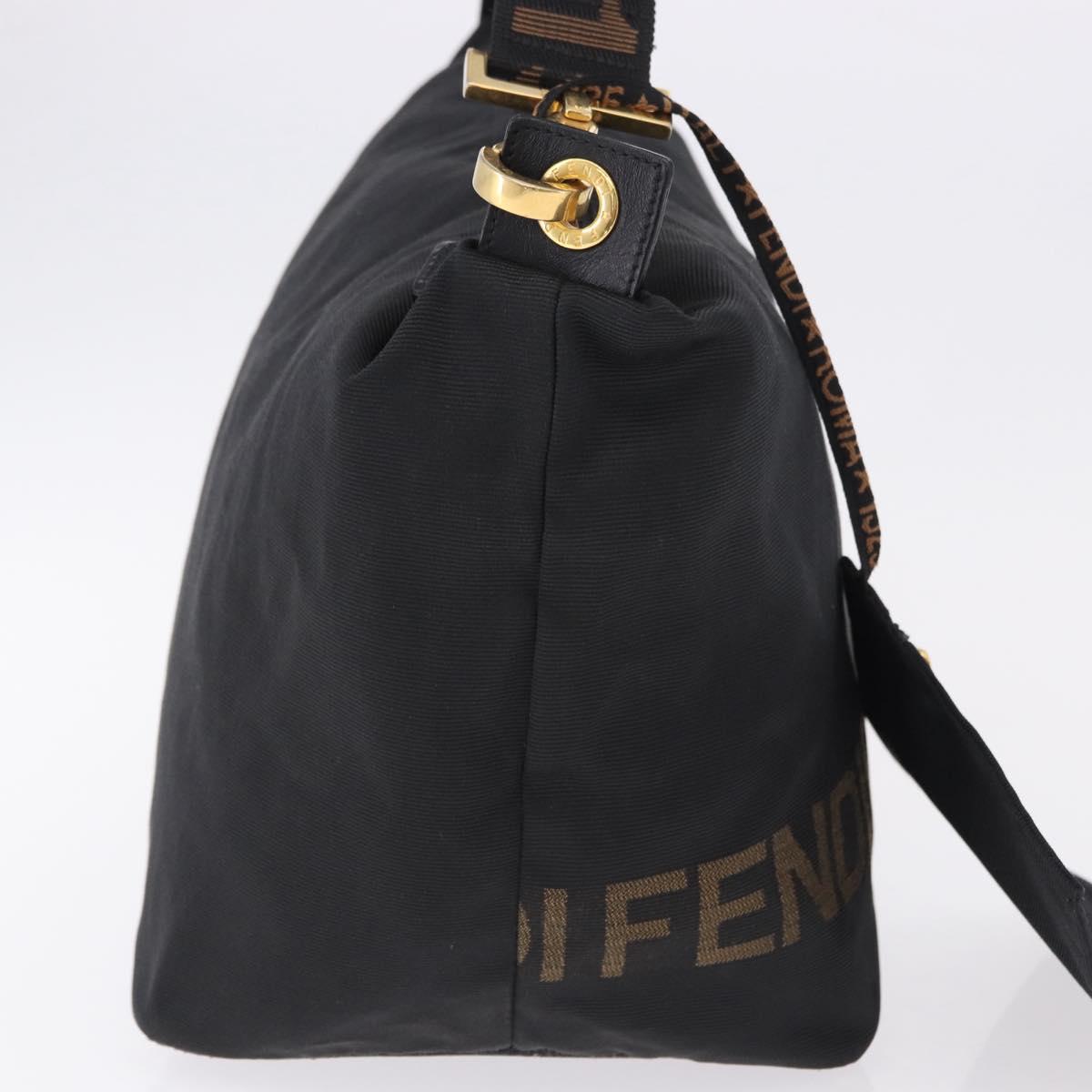 FENDI Shoulder Bag Canvas Black Gold Auth mr2741