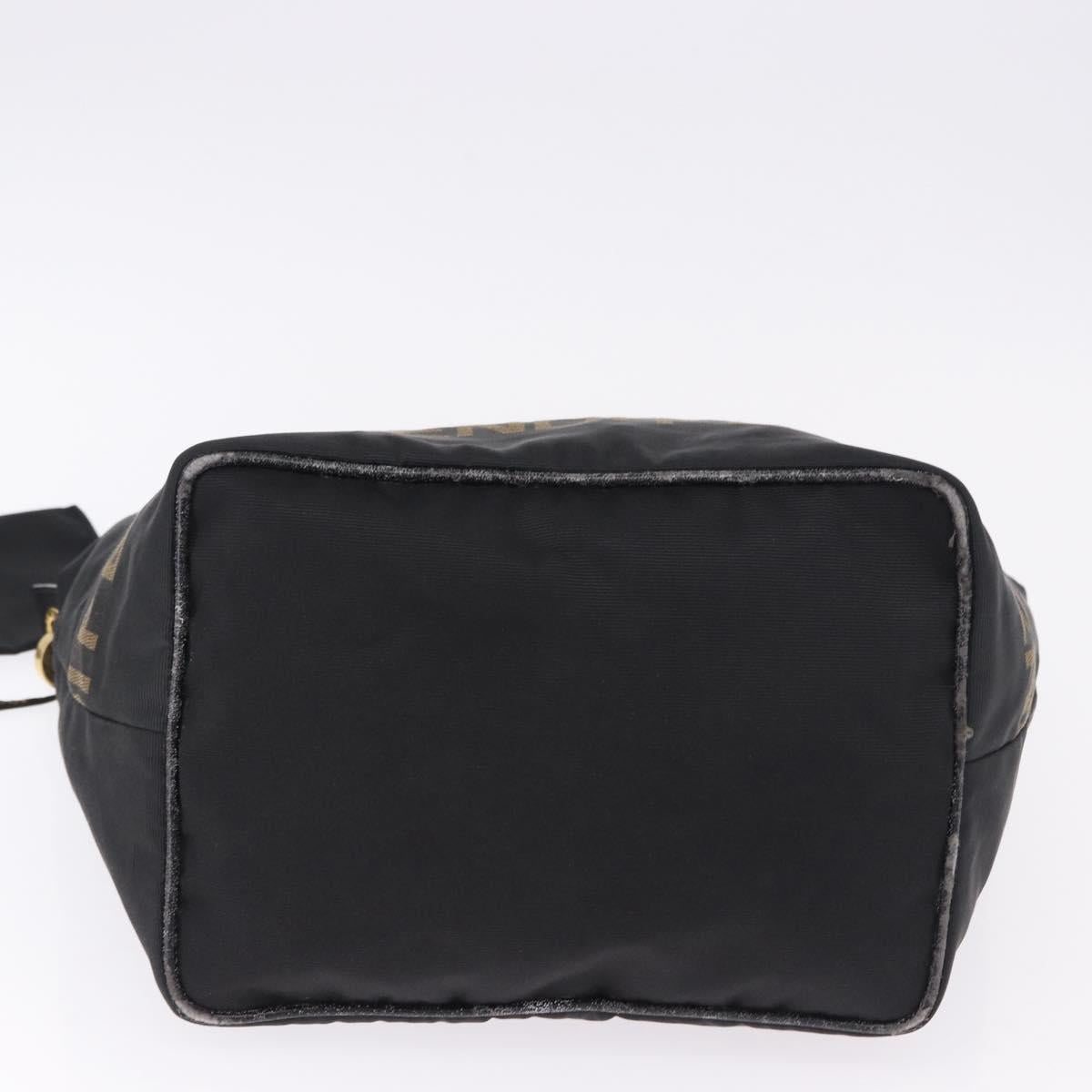 FENDI Shoulder Bag Canvas Black Gold Auth mr2741