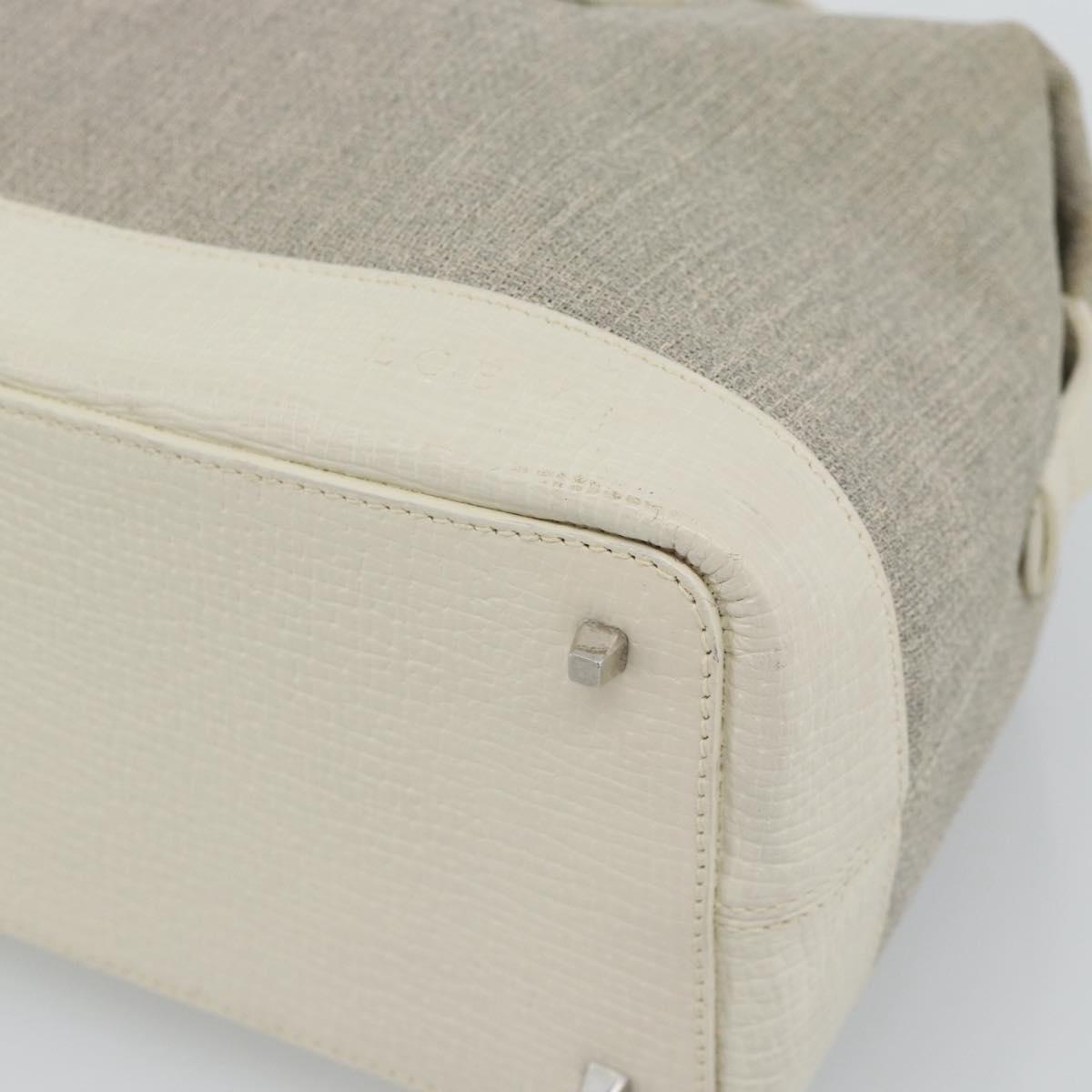LOEWE Hand Bag Canvas Gray Silver Auth mr2742
