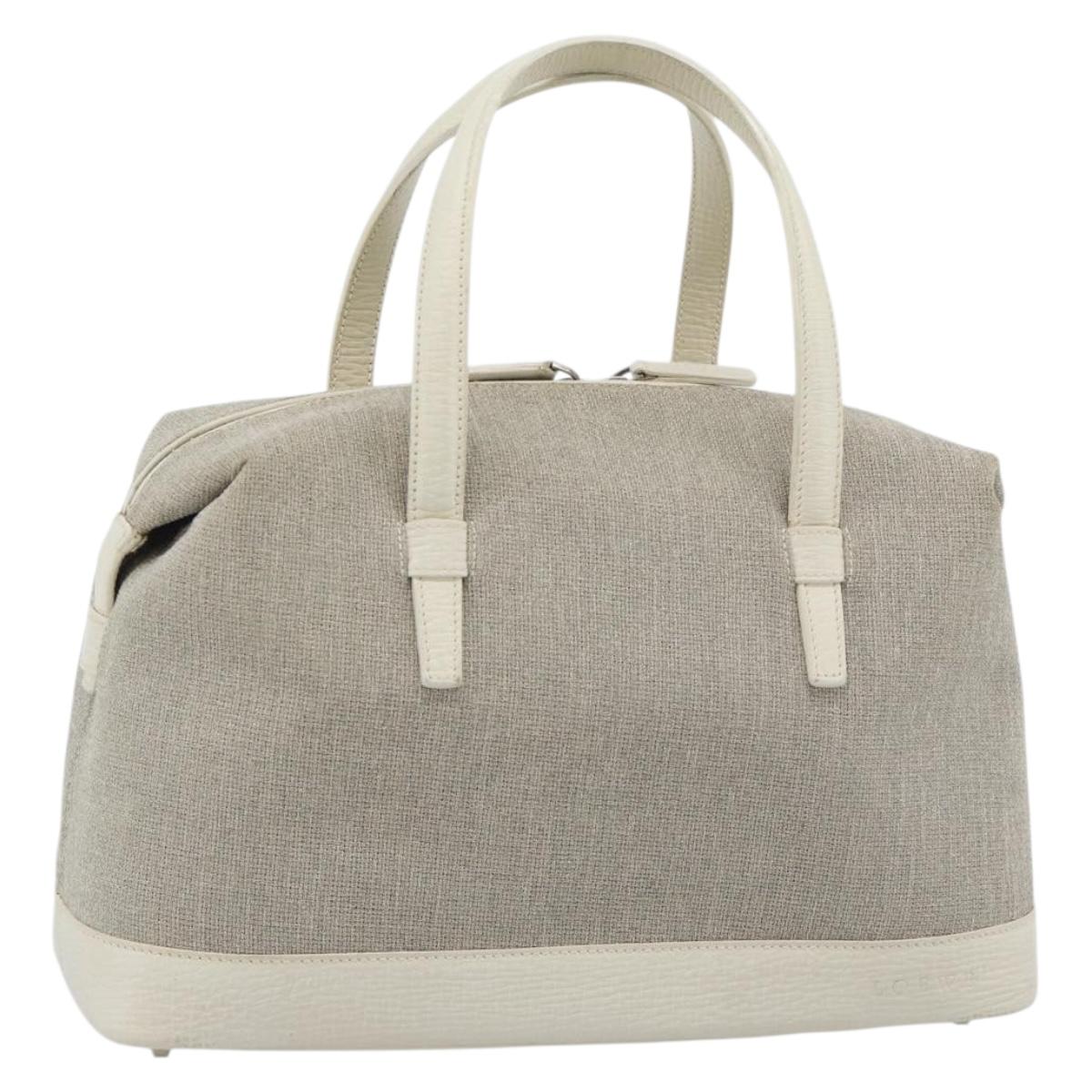 LOEWE Hand Bag Canvas Gray Silver Auth mr2742