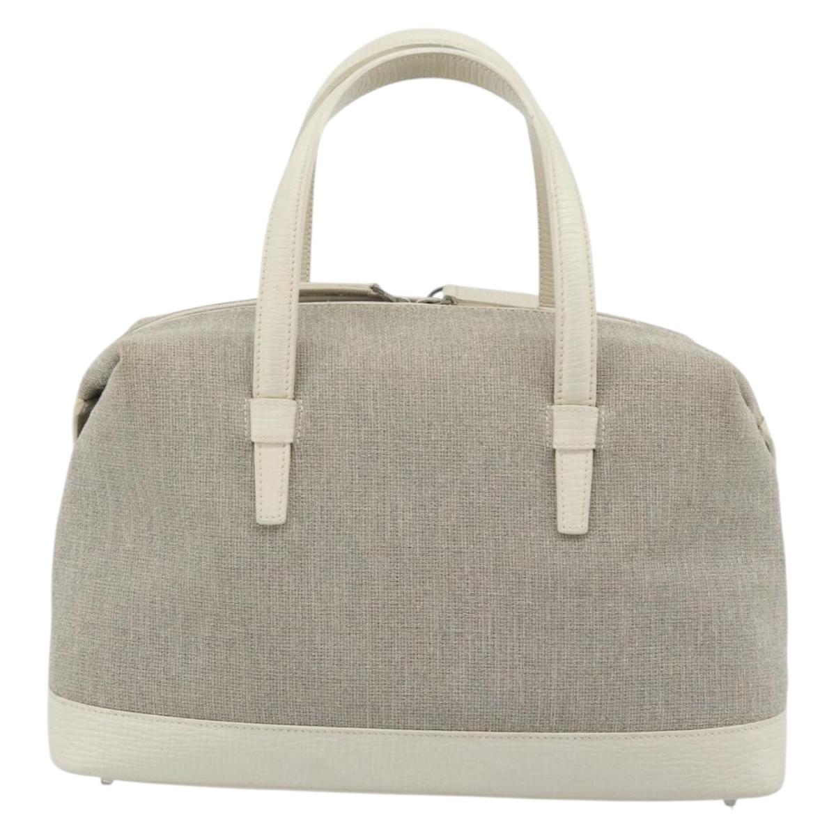 LOEWE Hand Bag Canvas Gray Silver Auth mr2742