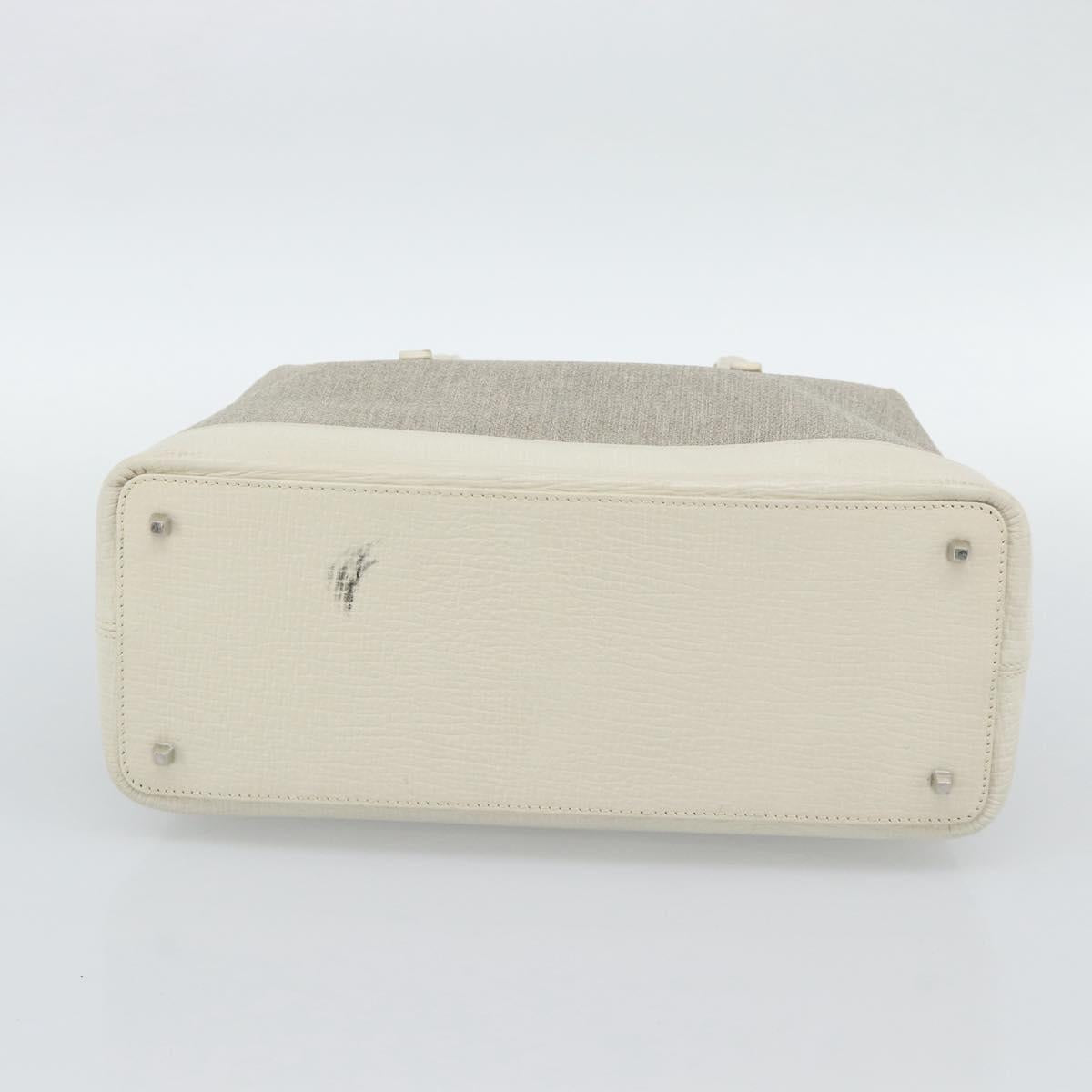 LOEWE Hand Bag Canvas Gray Silver Auth mr2742