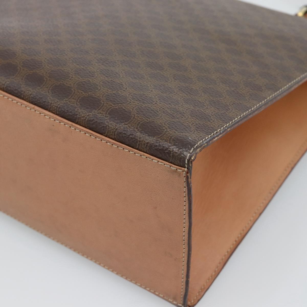 CELINE Macadam Canvas Hand Bag PVC Leather Brown Gold Auth mr2743