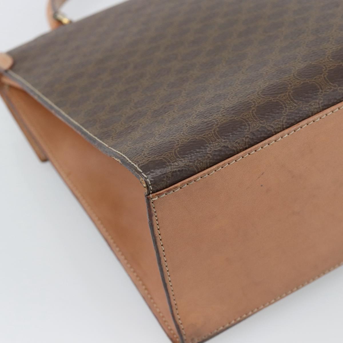 CELINE Macadam Canvas Hand Bag PVC Leather Brown Gold Auth mr2743