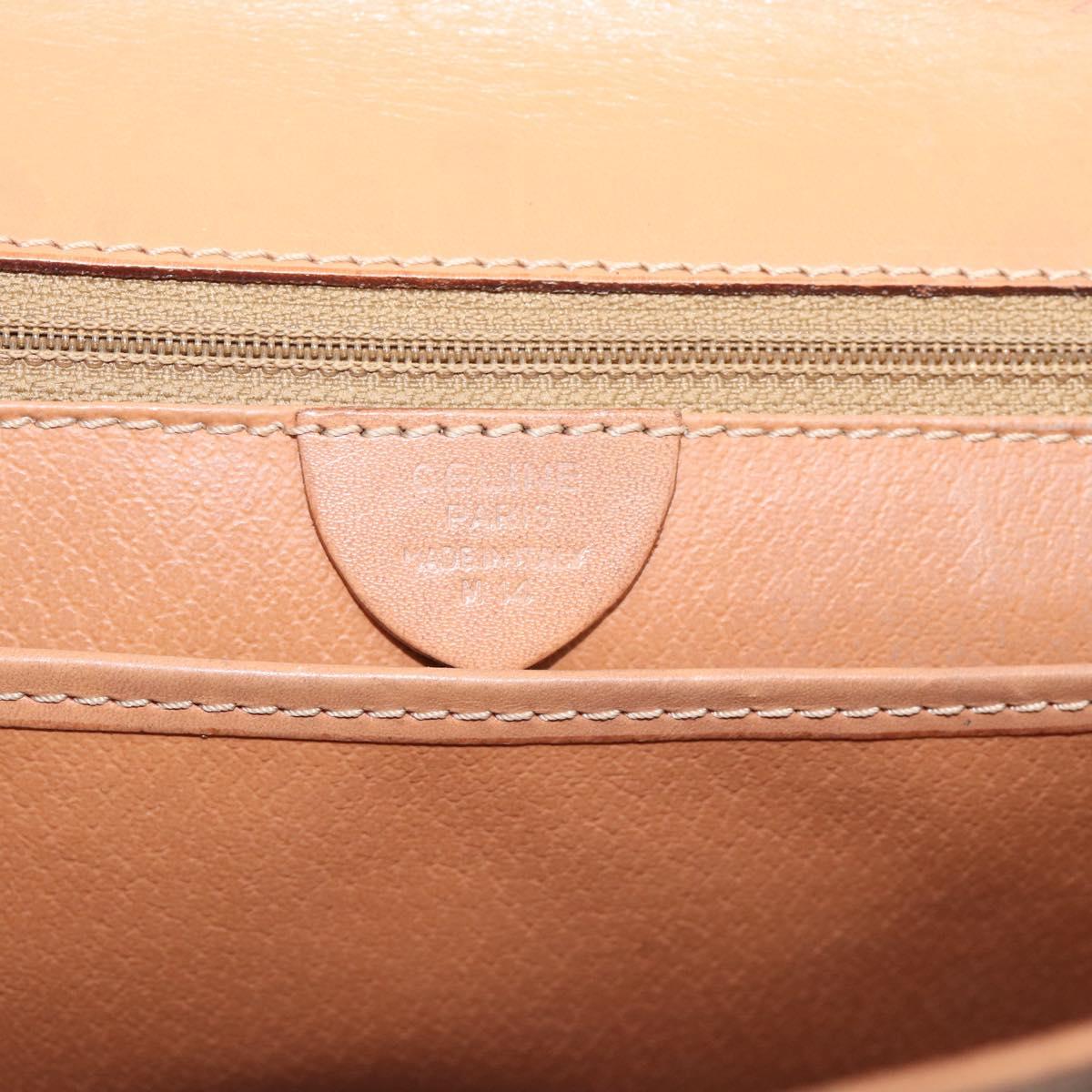 CELINE Macadam Canvas Hand Bag PVC Leather Brown Gold Auth mr2743