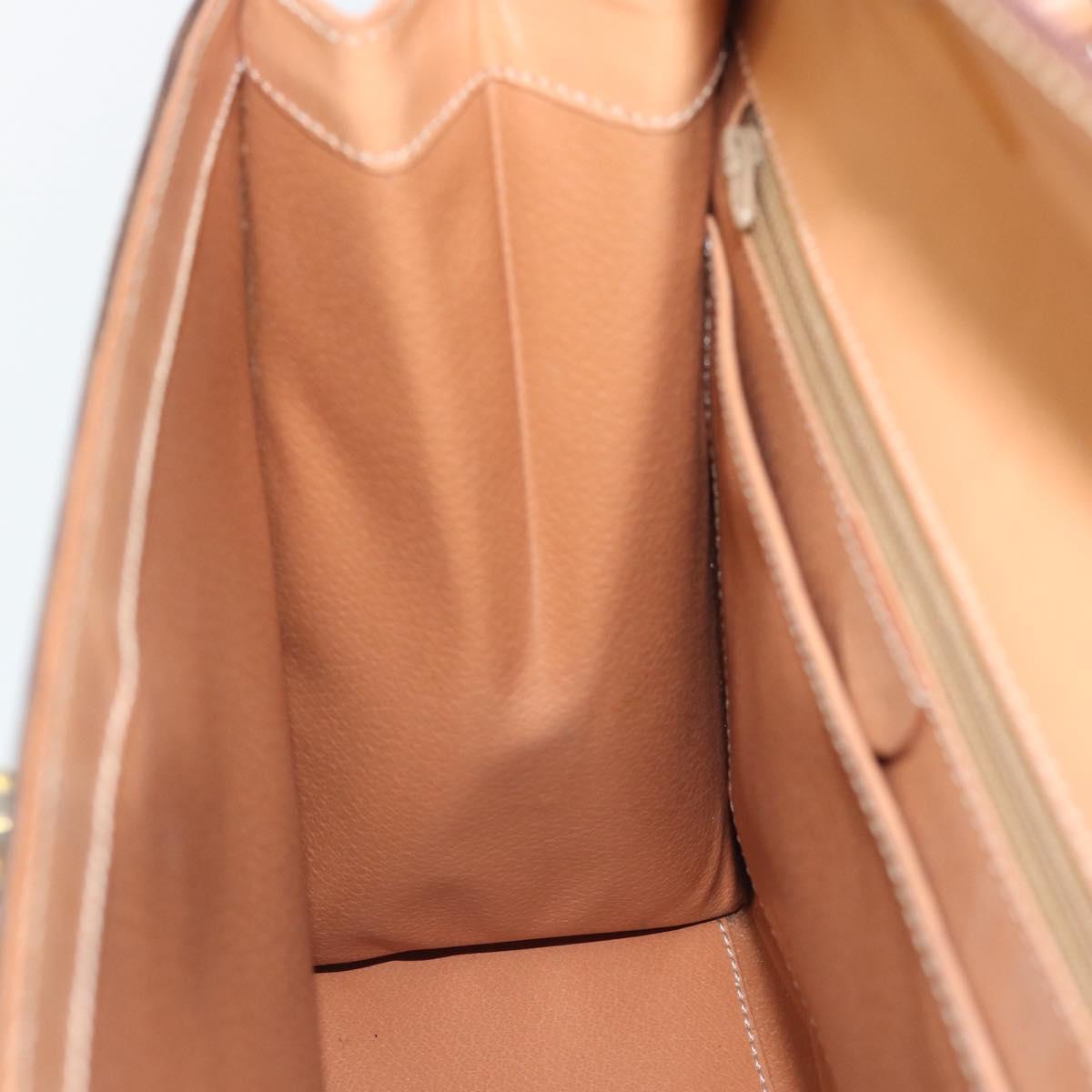 CELINE Macadam Canvas Hand Bag PVC Leather Brown Gold Auth mr2743