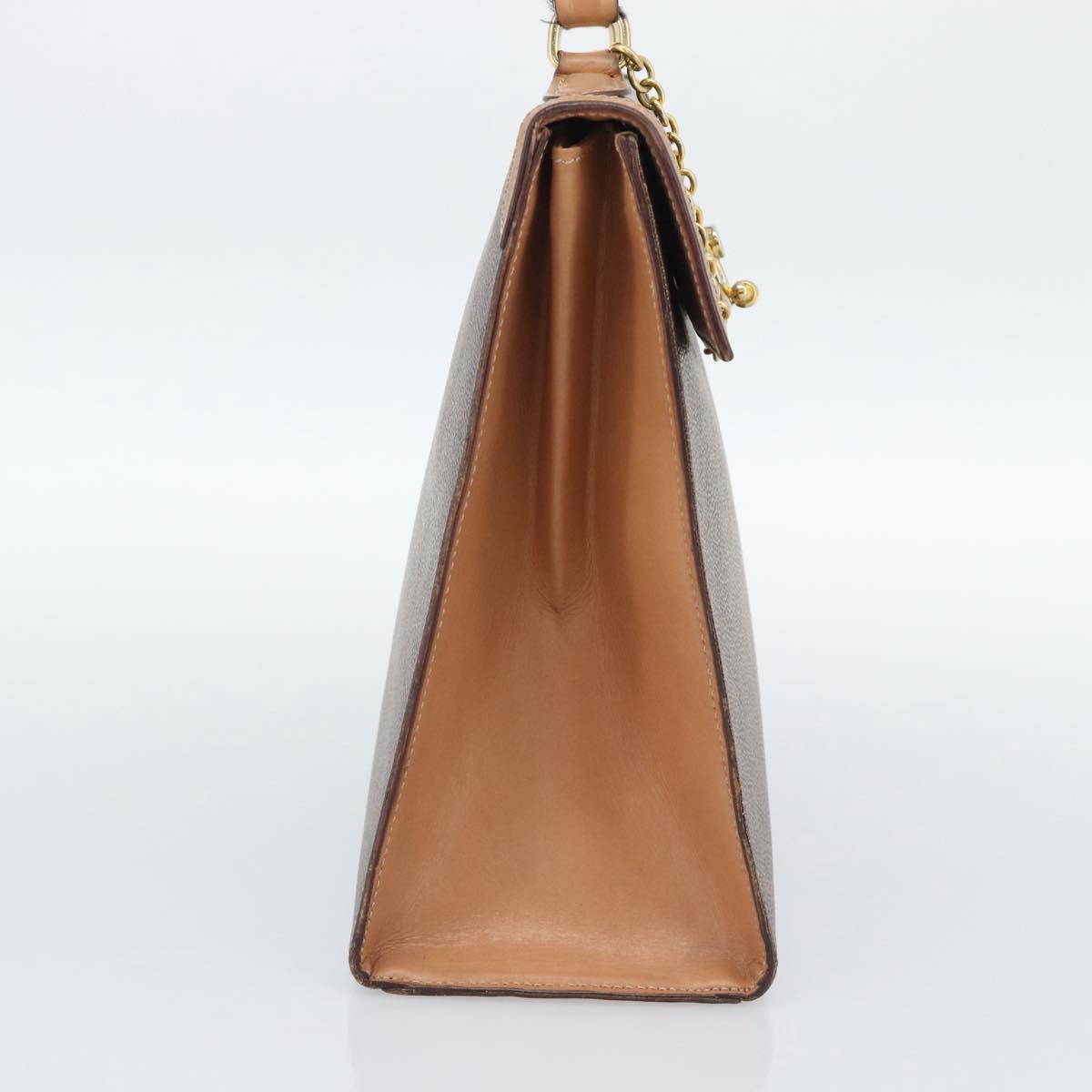 CELINE Macadam Canvas Hand Bag PVC Leather Brown Gold Auth mr2743