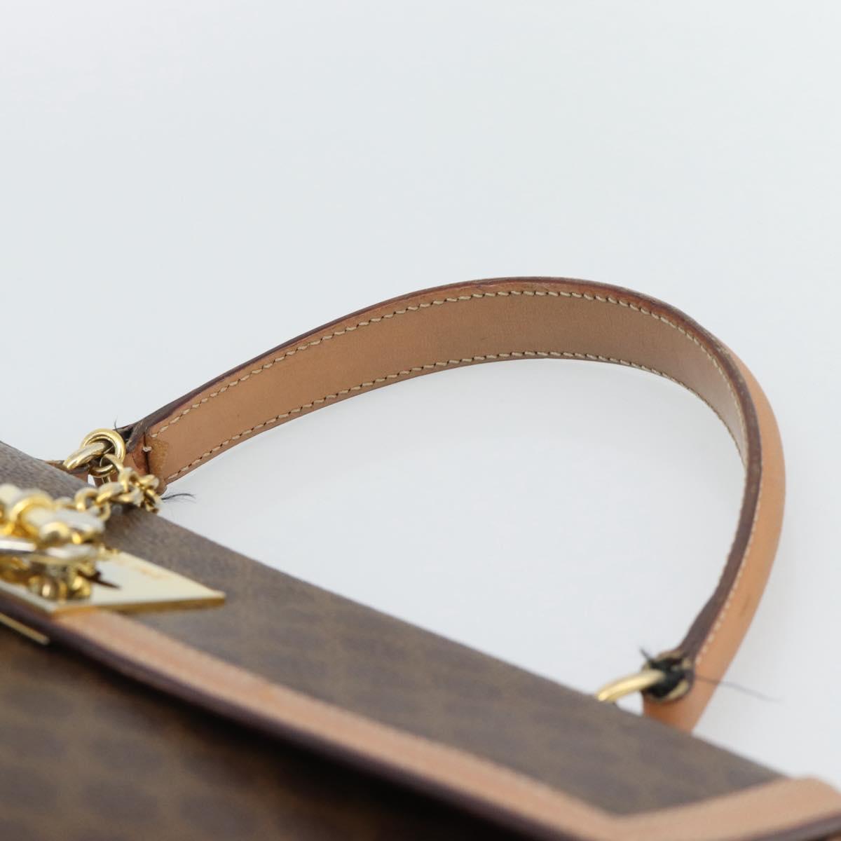 CELINE Macadam Canvas Hand Bag PVC Leather Brown Gold Auth mr2743