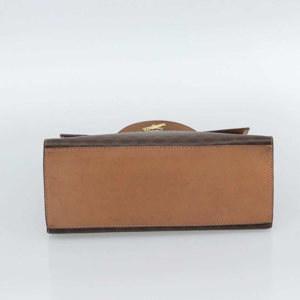 CELINE Macadam Canvas Hand Bag PVC Leather Brown Gold Auth mr2743