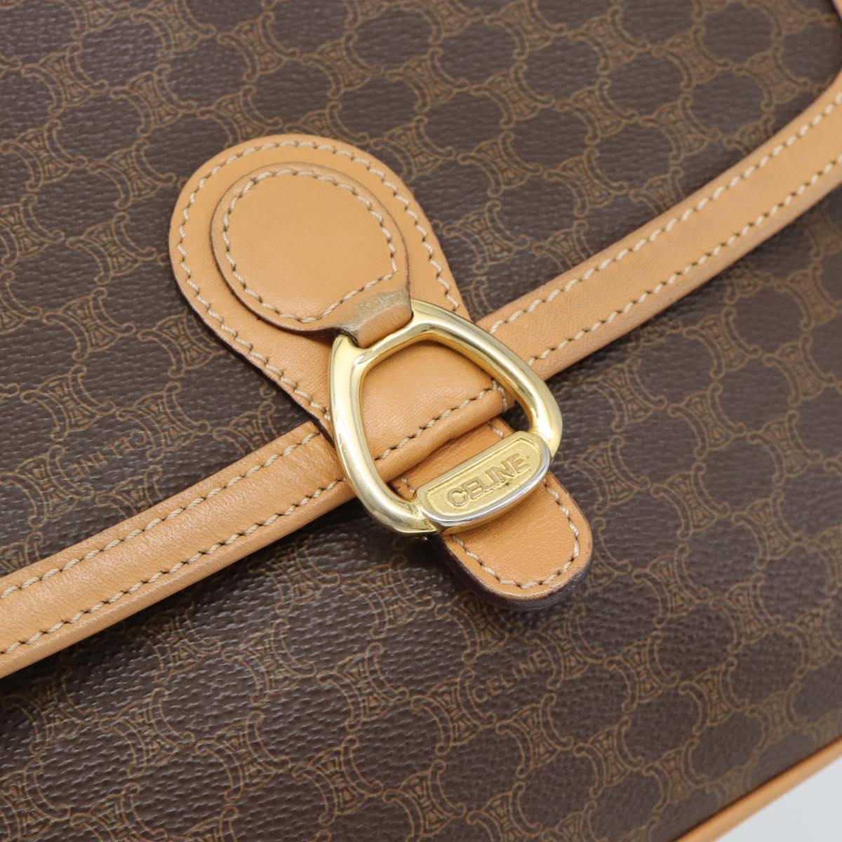 CELINE Macadam Canvas Shoulder Bag PVC Leather Brown Gold Auth mr2744A