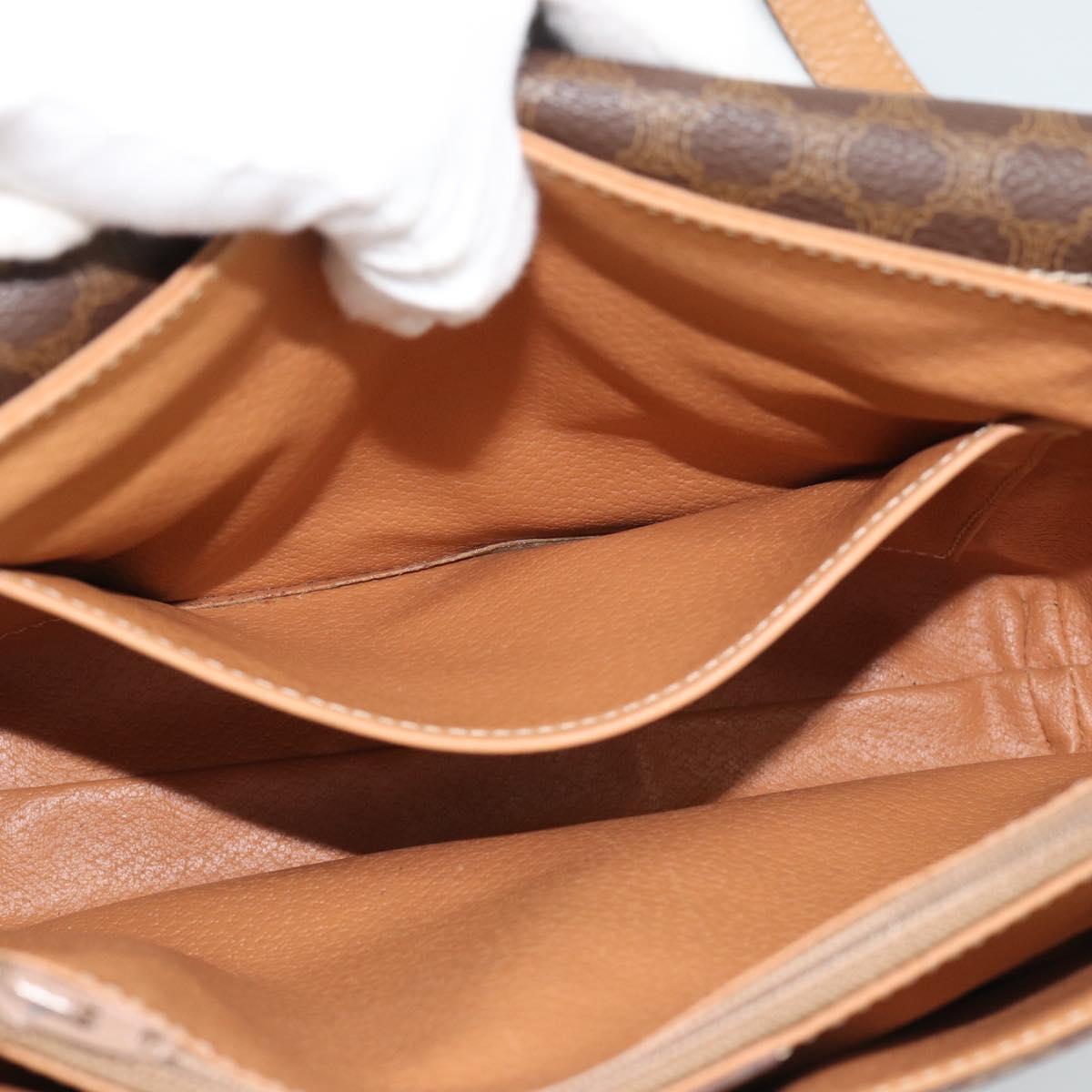 CELINE Macadam Canvas Shoulder Bag PVC Leather Brown Gold Auth mr2744A