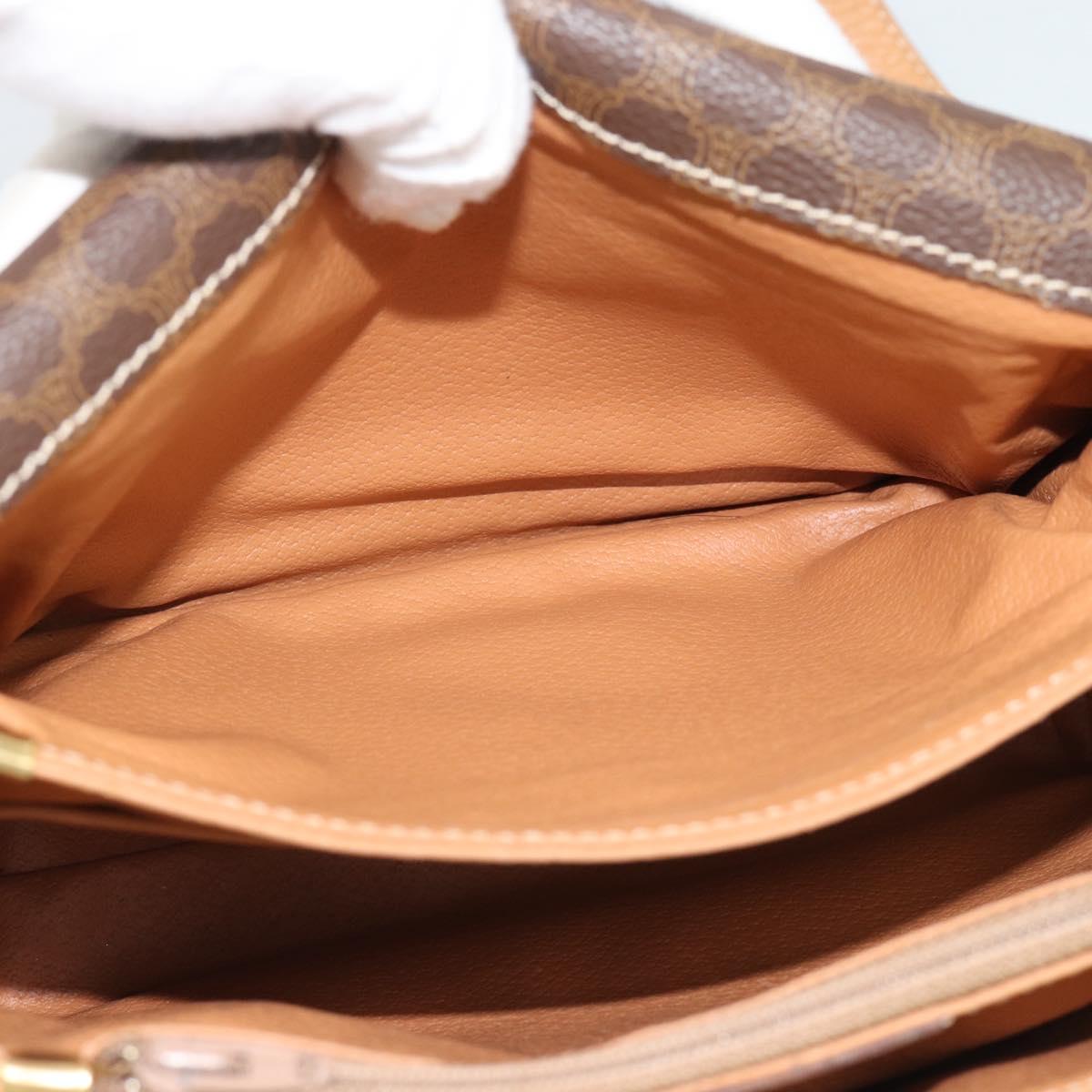 CELINE Macadam Canvas Shoulder Bag PVC Leather Brown Gold Auth mr2744A