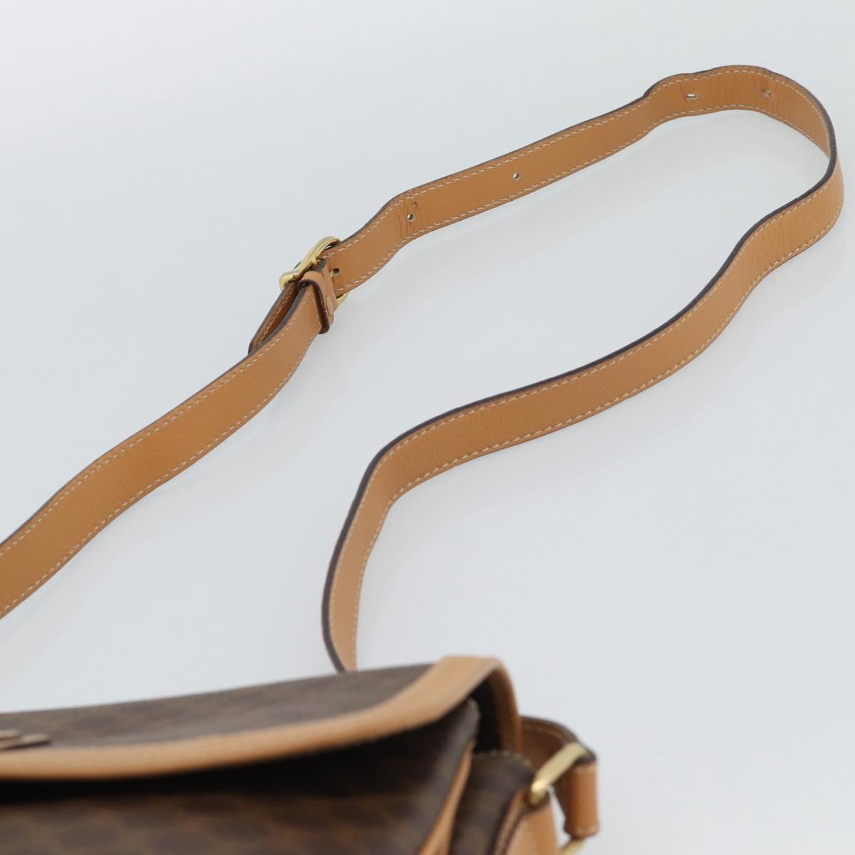 CELINE Macadam Canvas Shoulder Bag PVC Leather Brown Gold Auth mr2744A
