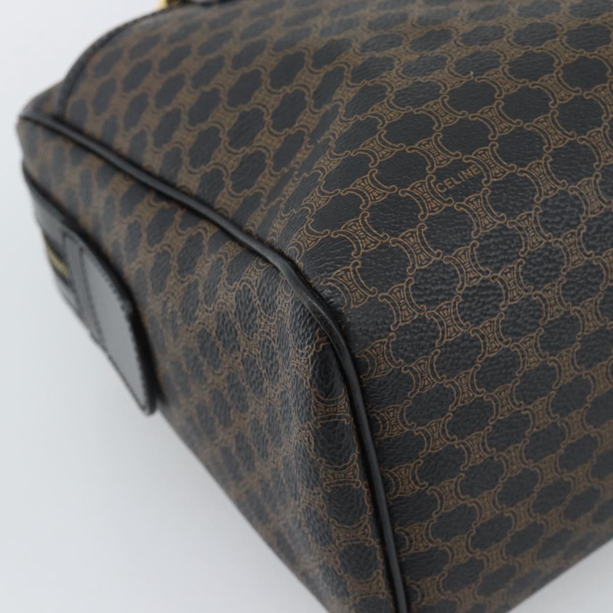 CELINE Macadam Canvas Hand Bag PVC Leather Black Gold Auth mr2745A