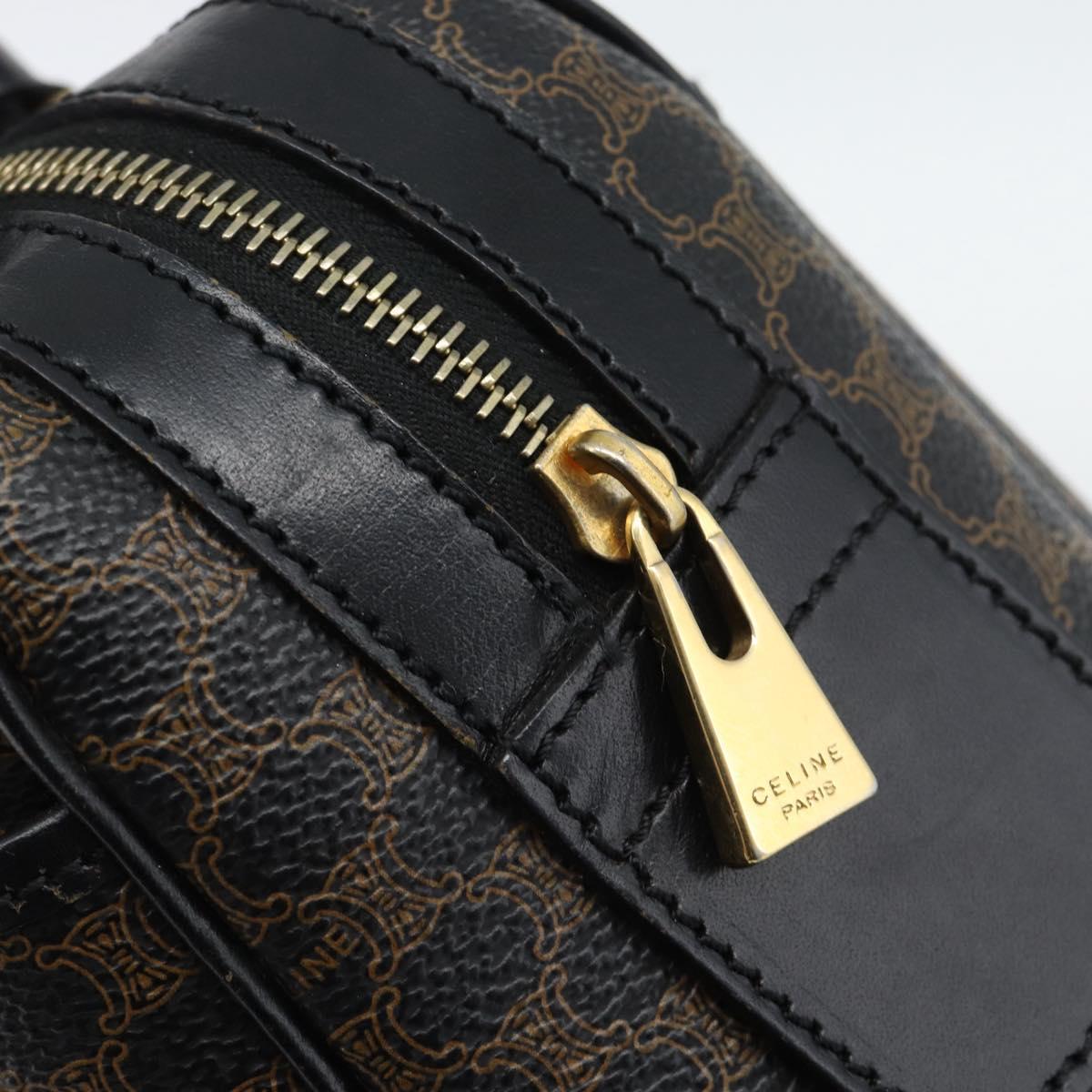 CELINE Macadam Canvas Hand Bag PVC Leather Black Gold Auth mr2745A