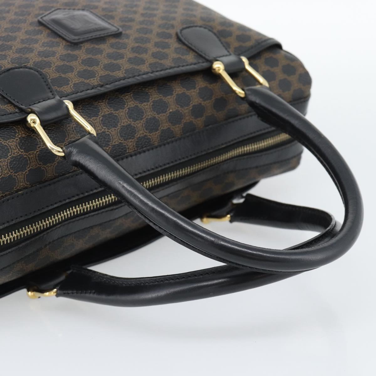 CELINE Macadam Canvas Hand Bag PVC Leather Black Gold Auth mr2745A