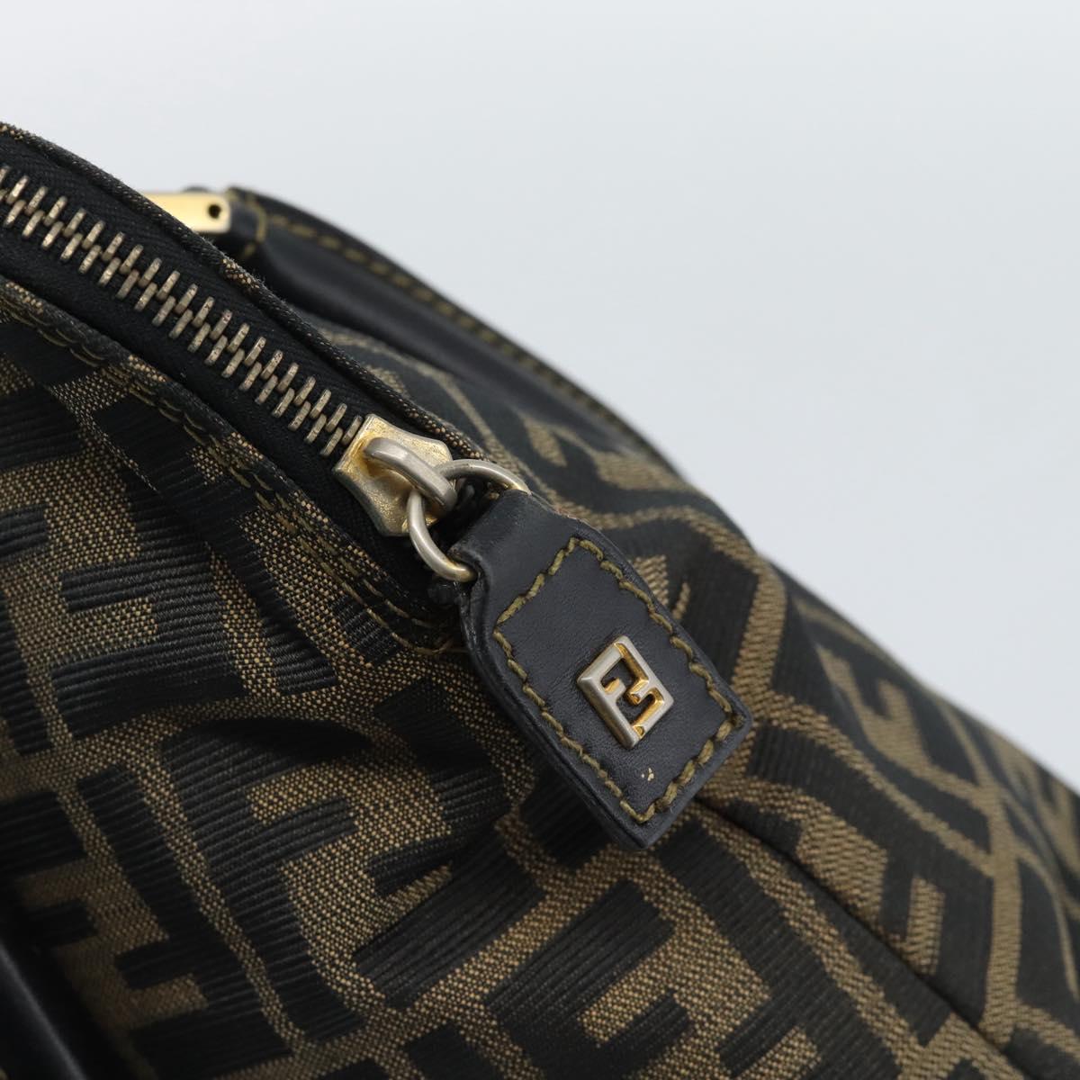 FENDI Zucca Canvas Hand Bag Black Brown Auth mr2746