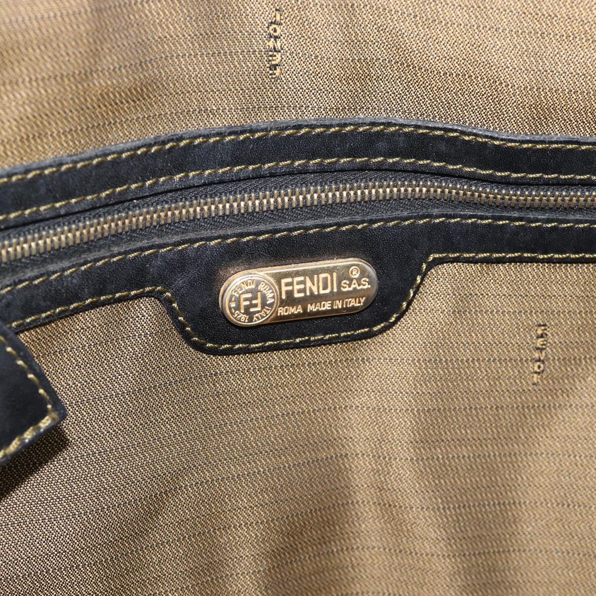 FENDI Zucca Canvas Hand Bag Black Brown Auth mr2746