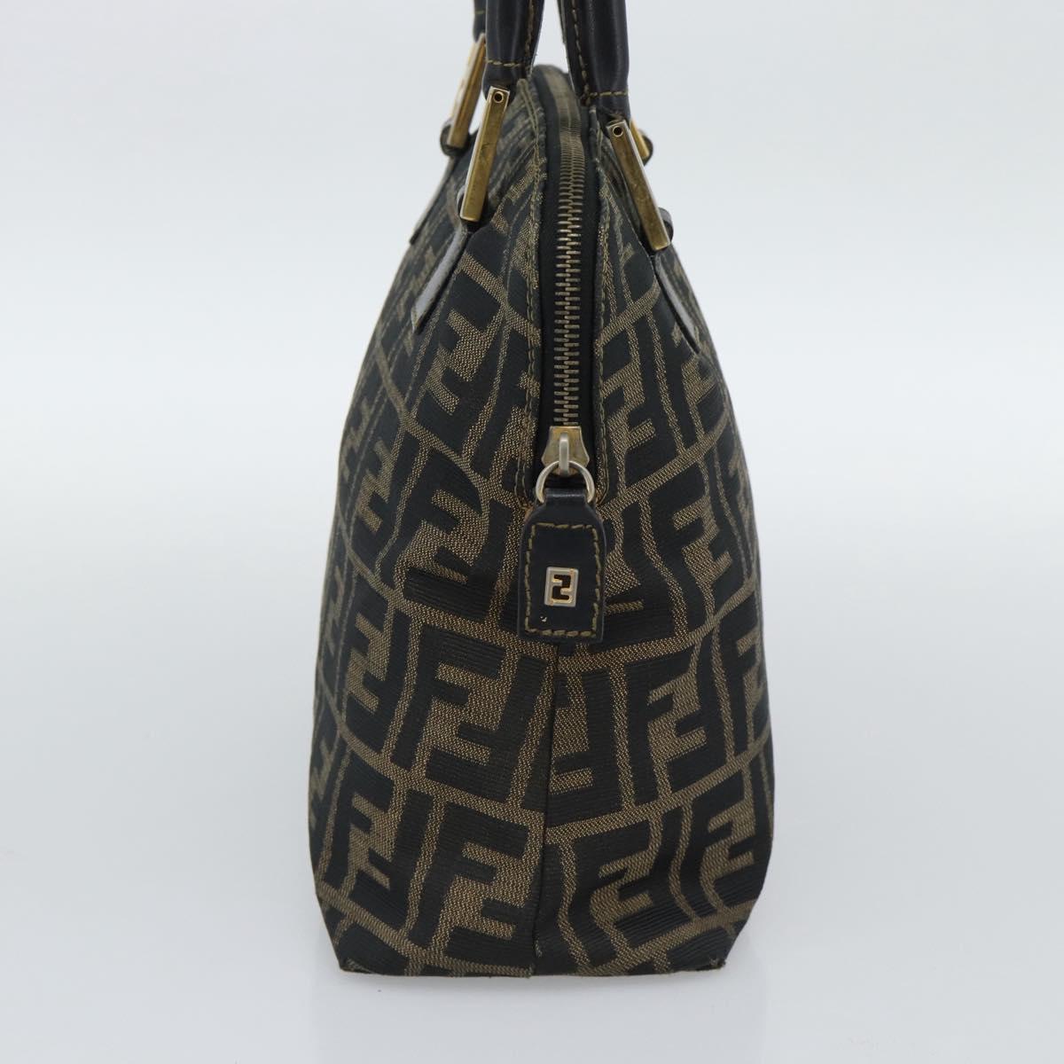 FENDI Zucca Canvas Hand Bag Black Brown Auth mr2746