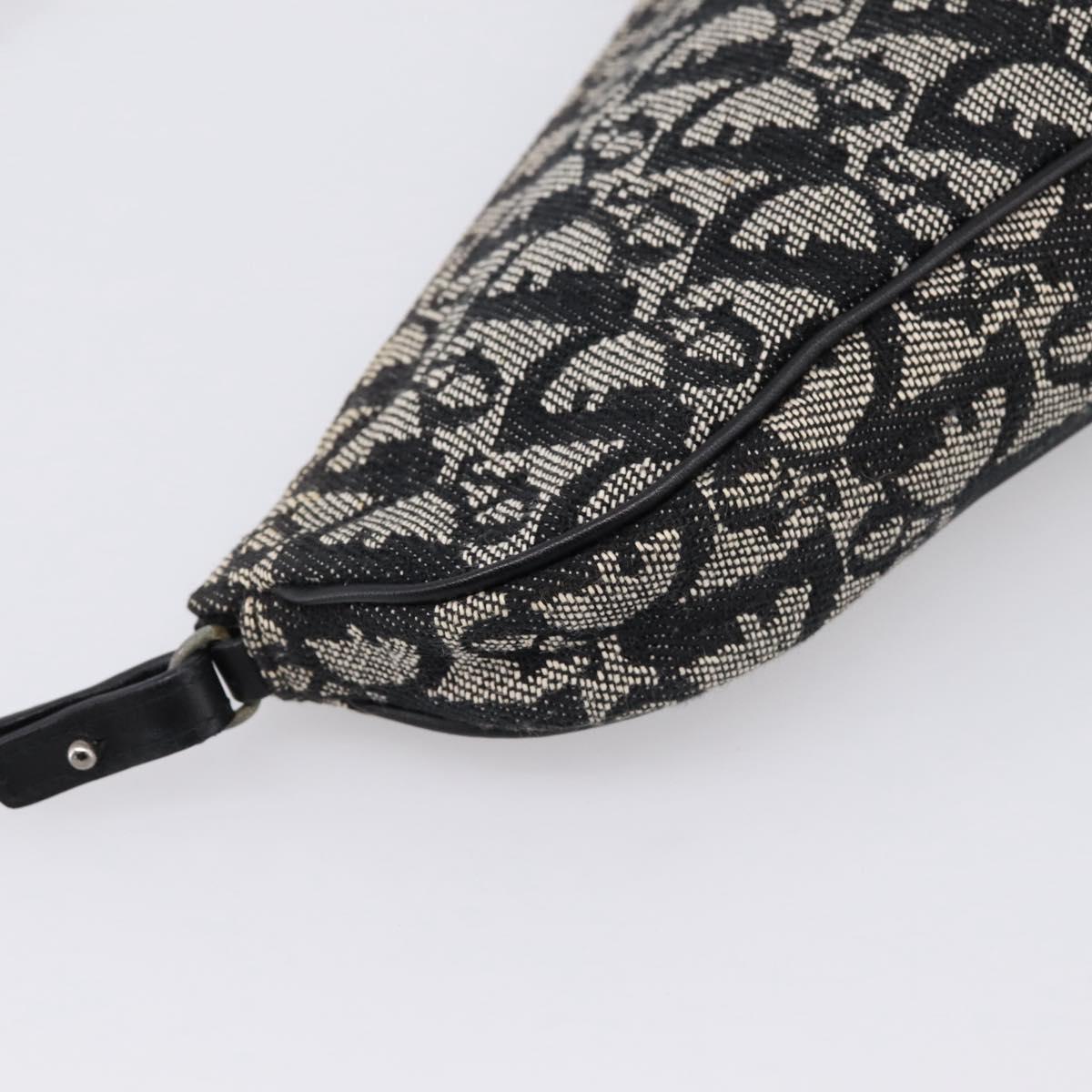 Christian Dior Trotter Canvas saddle Accessory Pouch Black Silver Auth mr2747A