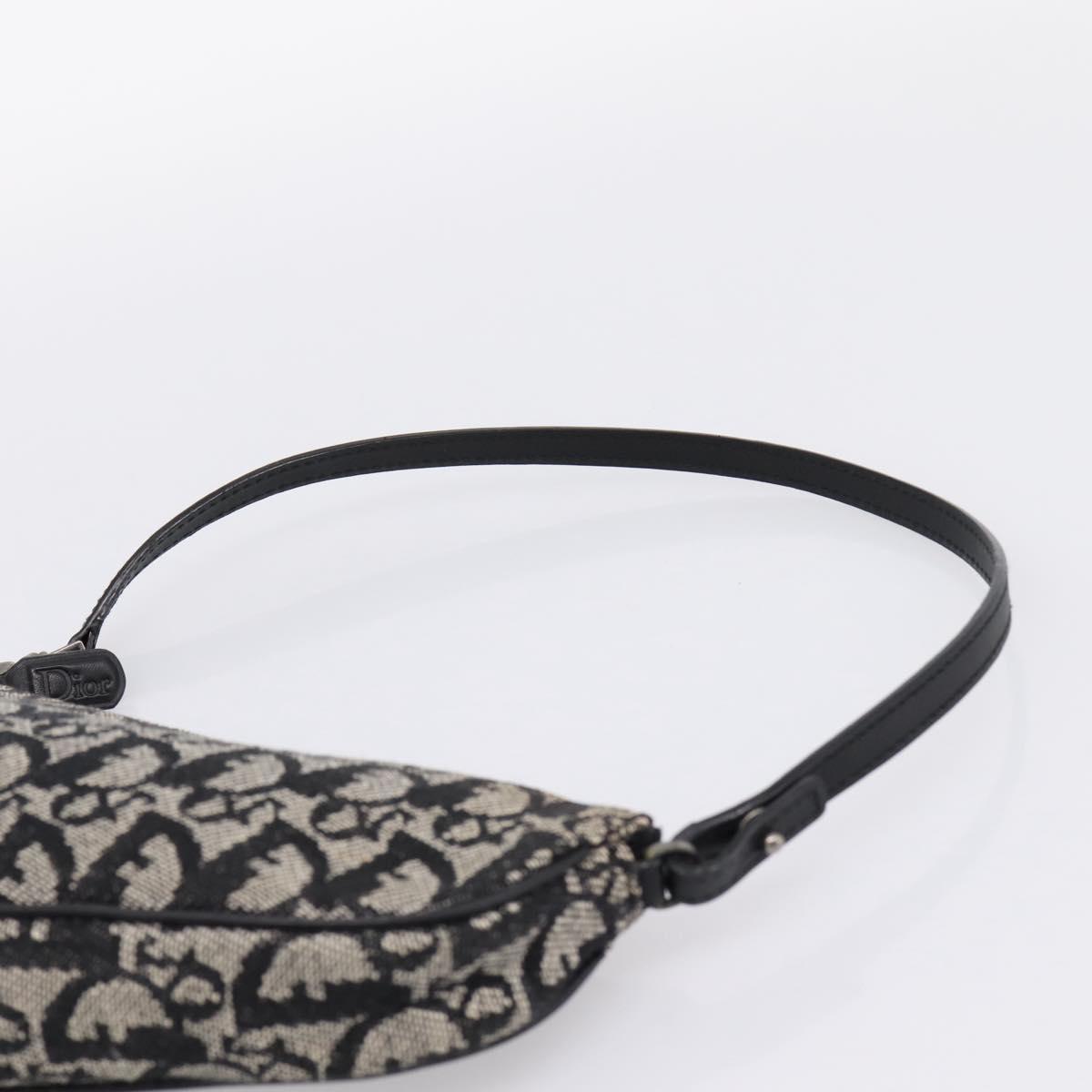 Christian Dior Trotter Canvas saddle Accessory Pouch Black Silver Auth mr2747A