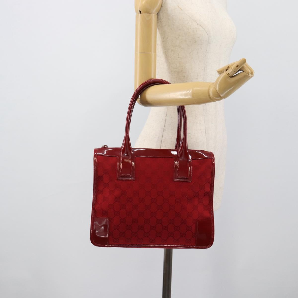 GUCCI GG Canvas Hand Bag Red Gold 000 0855 Auth mr2748