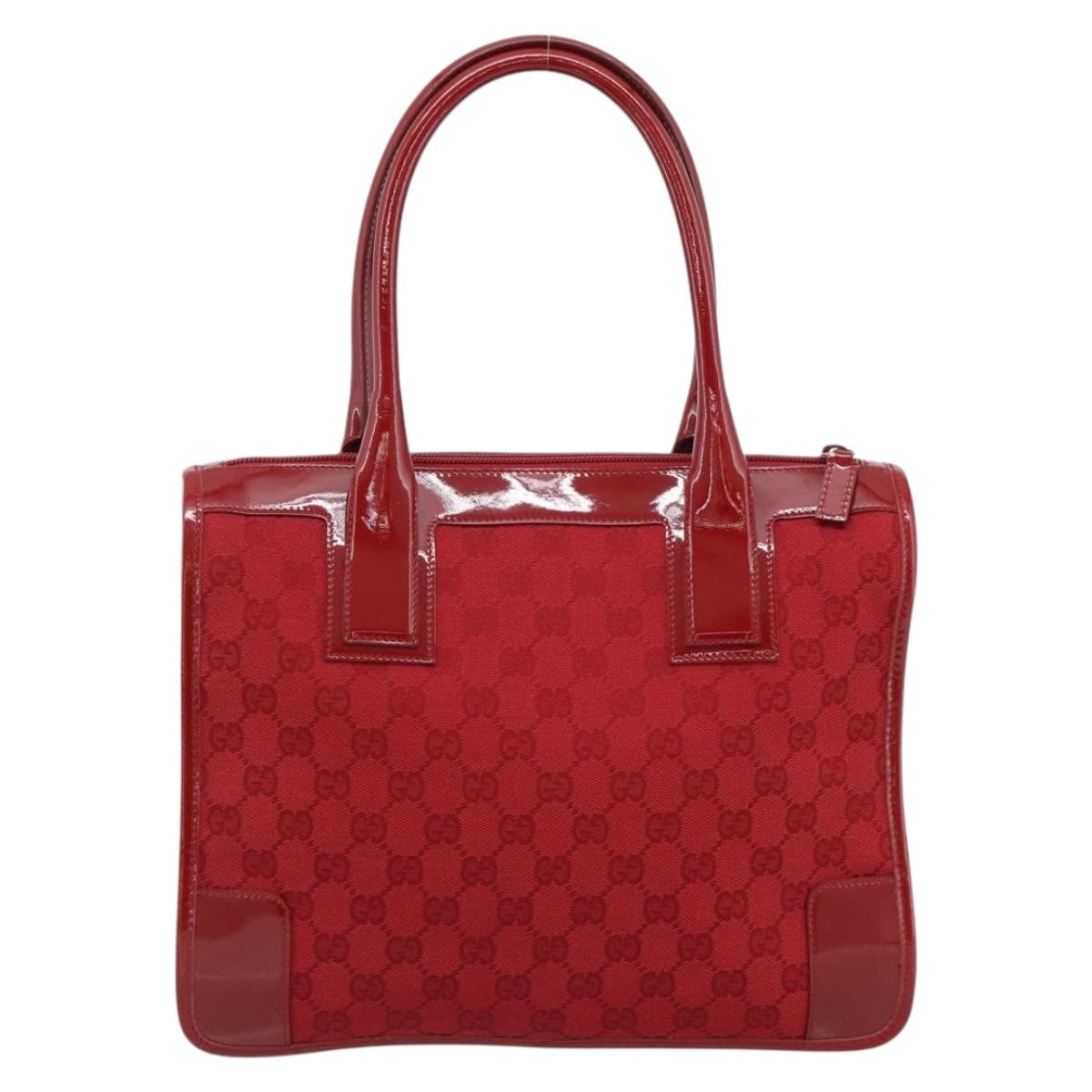 GUCCI GG Canvas Hand Bag Red Gold 000 0855 Auth mr2748