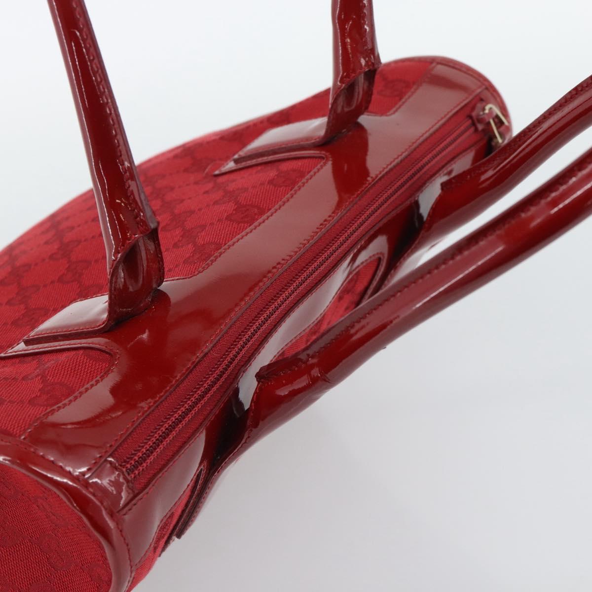 GUCCI GG Canvas Hand Bag Red Gold 000 0855 Auth mr2748