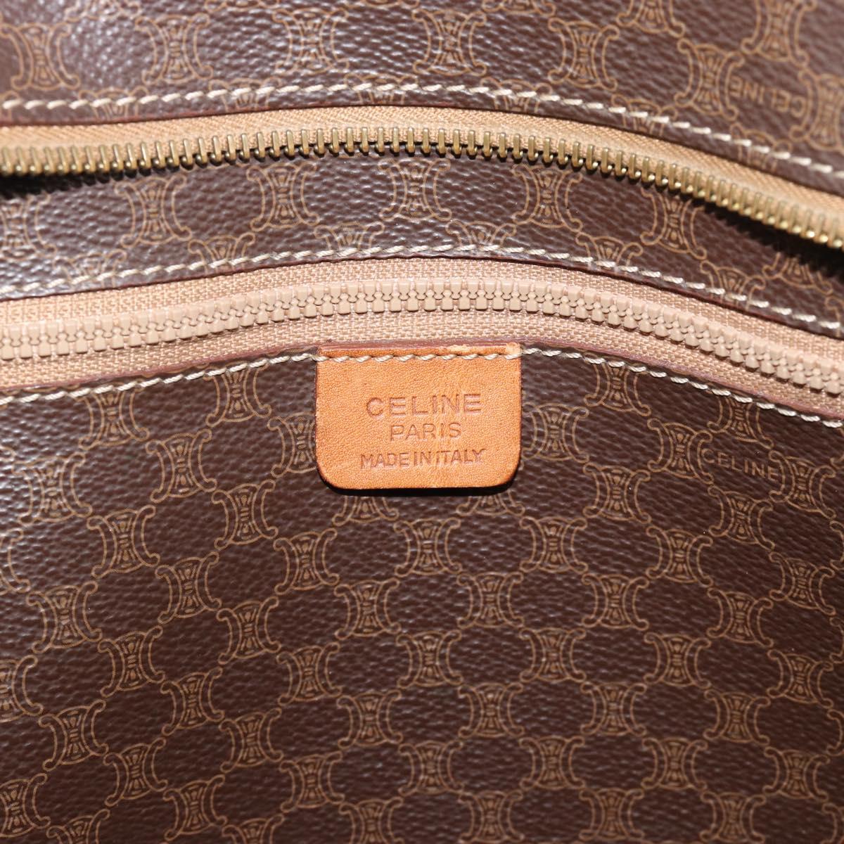 CELINE Macadam Canvas Tote Bag PVC Leather Brown Gold Auth mr2749