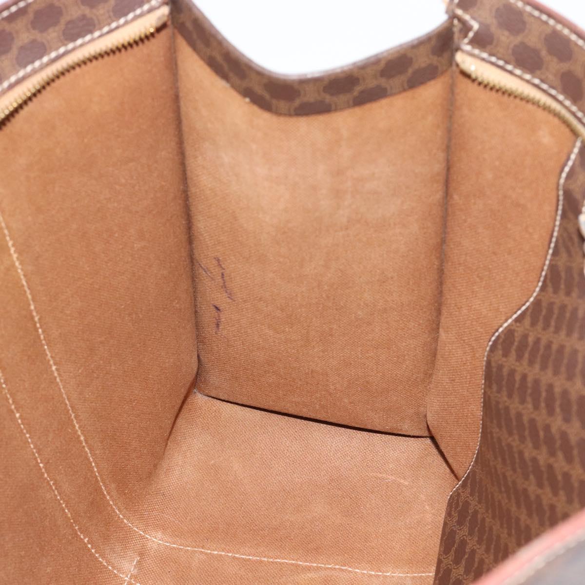 CELINE Macadam Canvas Tote Bag PVC Leather Brown Gold Auth mr2749