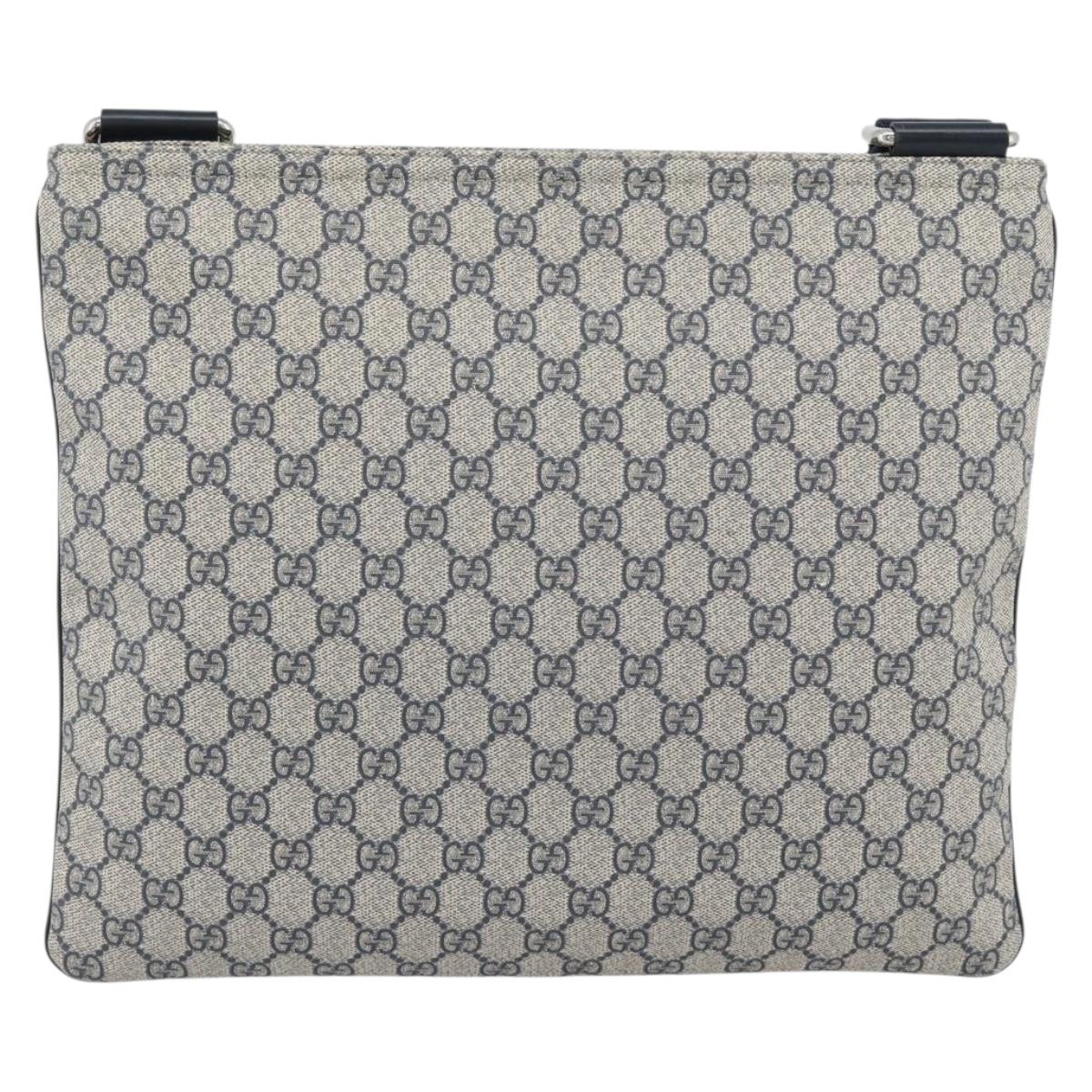 GUCCI GG Supreme Shoulder Bag PVC Navy Silver 201446 Auth mr2750A