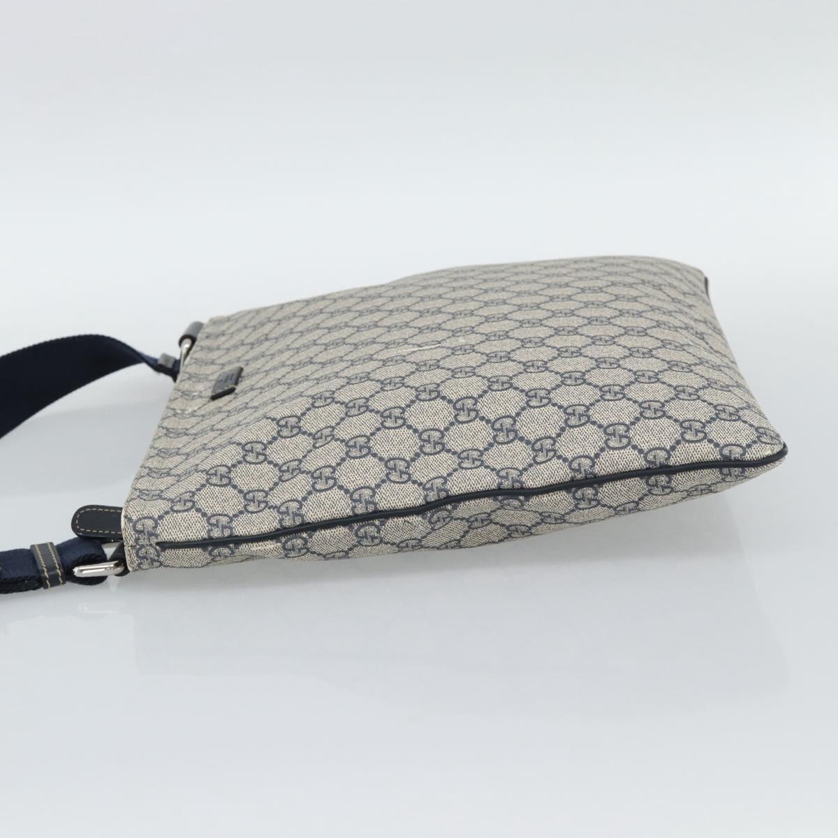 GUCCI GG Supreme Shoulder Bag PVC Navy Silver 201446 Auth mr2750A