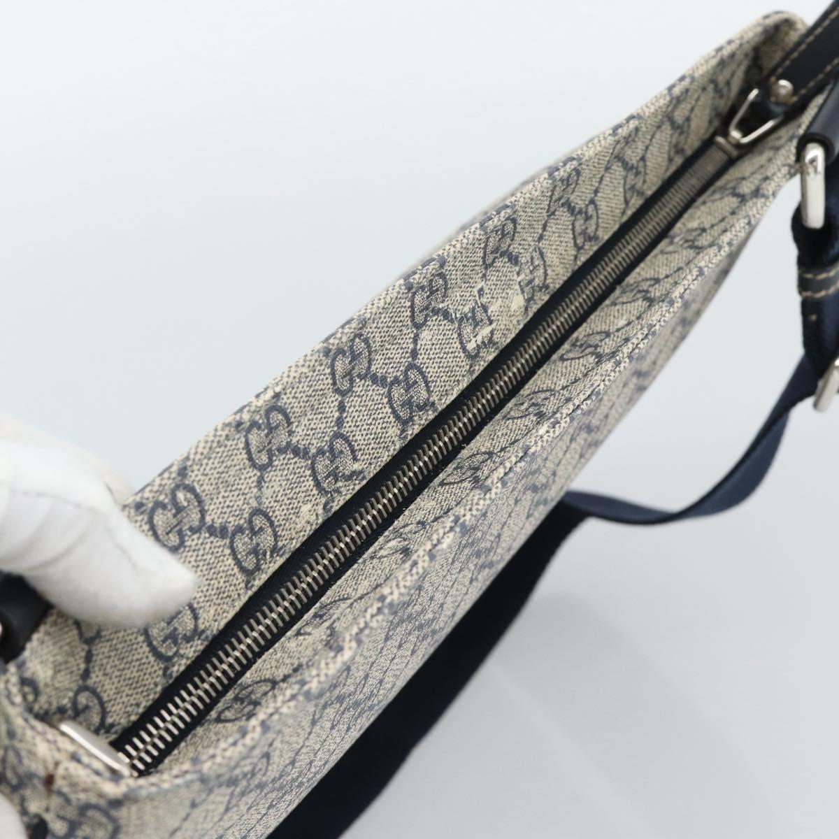 GUCCI GG Supreme Shoulder Bag PVC Navy Silver 201446 Auth mr2750A
