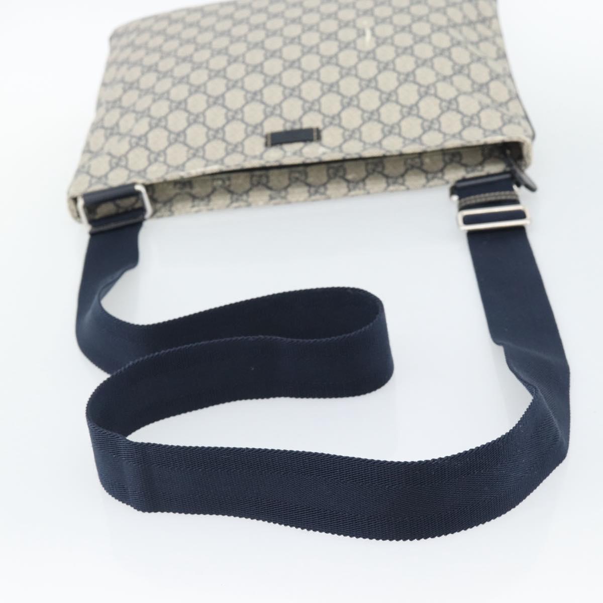 GUCCI GG Supreme Shoulder Bag PVC Navy Silver 201446 Auth mr2750A