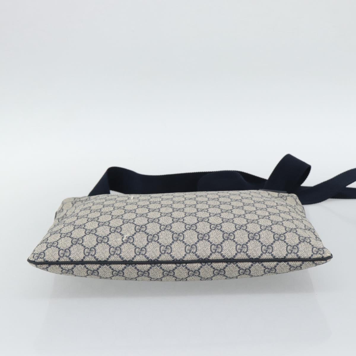 GUCCI GG Supreme Shoulder Bag PVC Navy Silver 201446 Auth mr2750A
