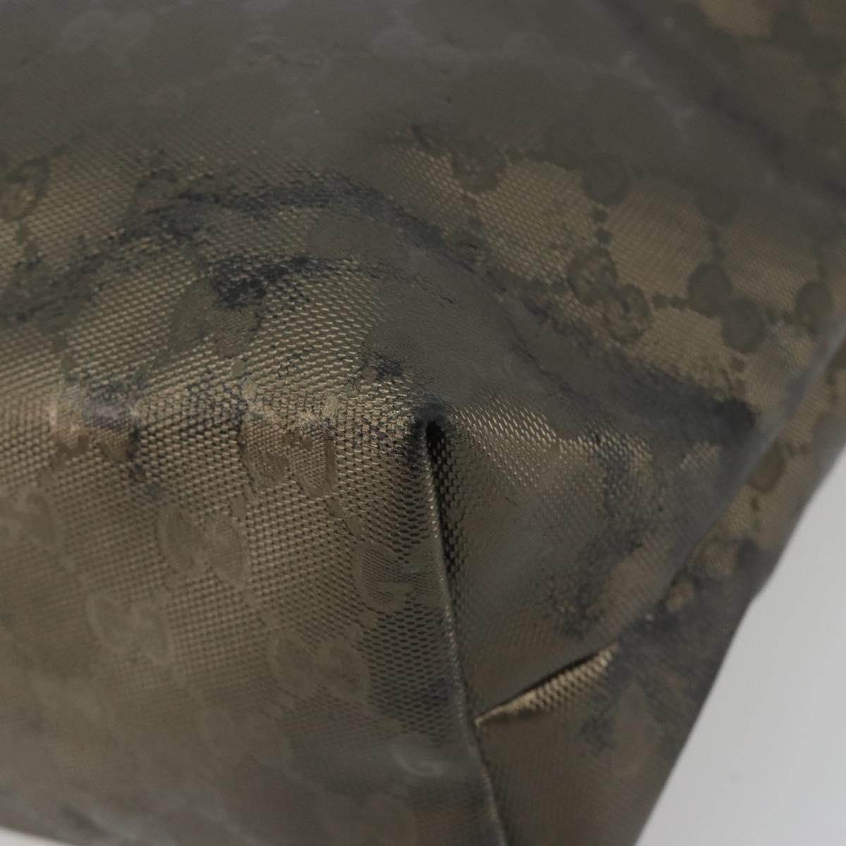 GUCCI GG Canvas Guccissima Tote Bag Leather Silver 211137 Auth mr2751