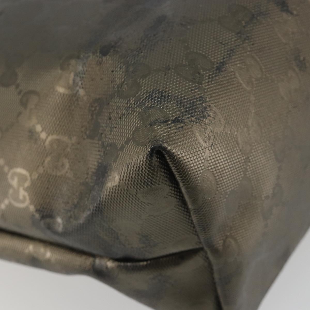 GUCCI GG Canvas Guccissima Tote Bag Leather Silver 211137 Auth mr2751