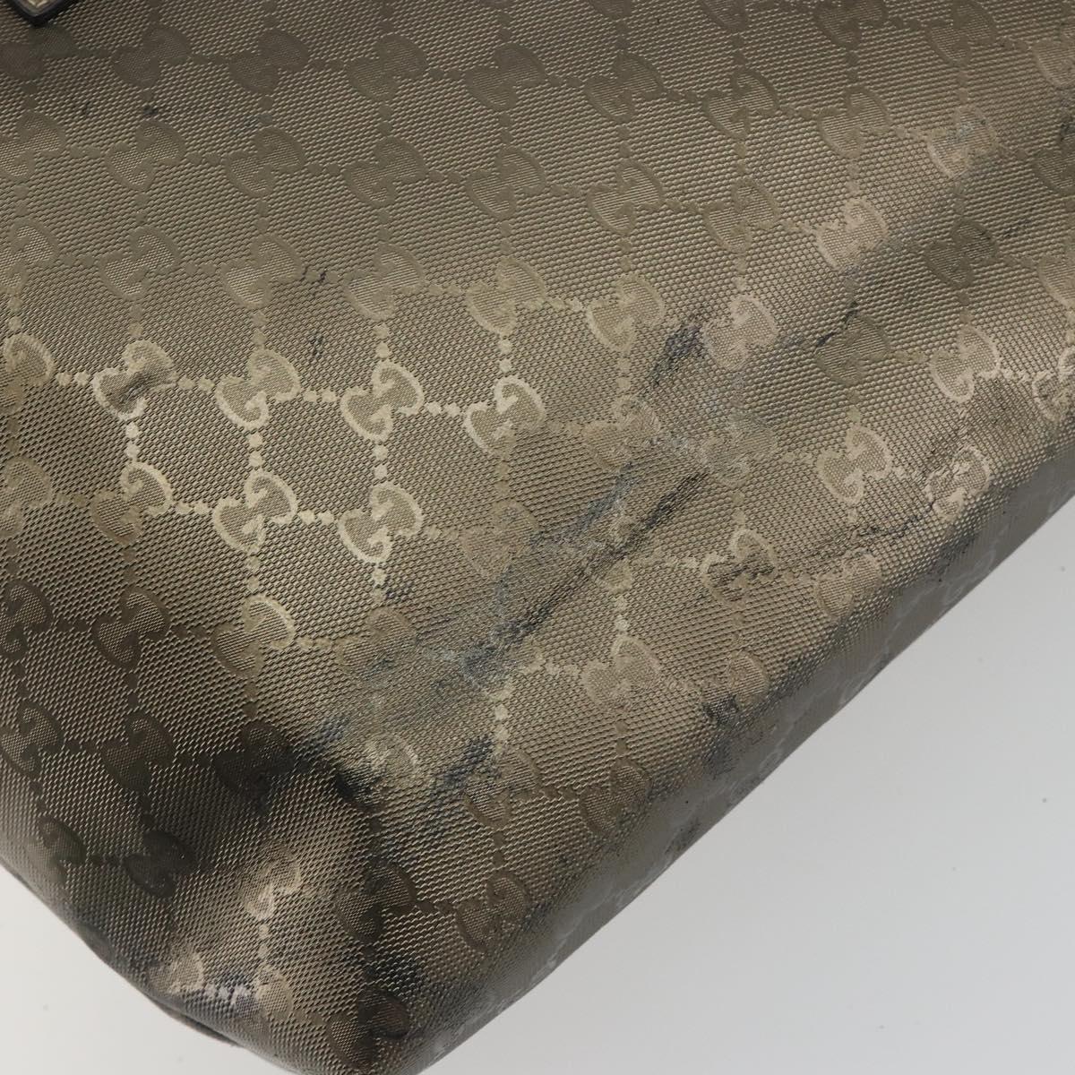 GUCCI GG Canvas Guccissima Tote Bag Leather Silver 211137 Auth mr2751
