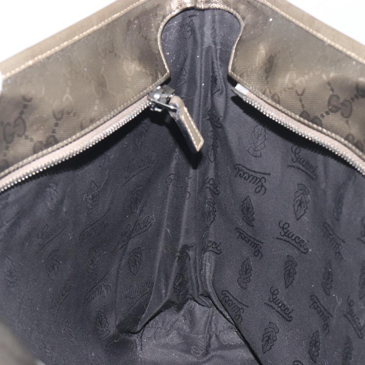 GUCCI GG Canvas Guccissima Tote Bag Leather Silver 211137 Auth mr2751