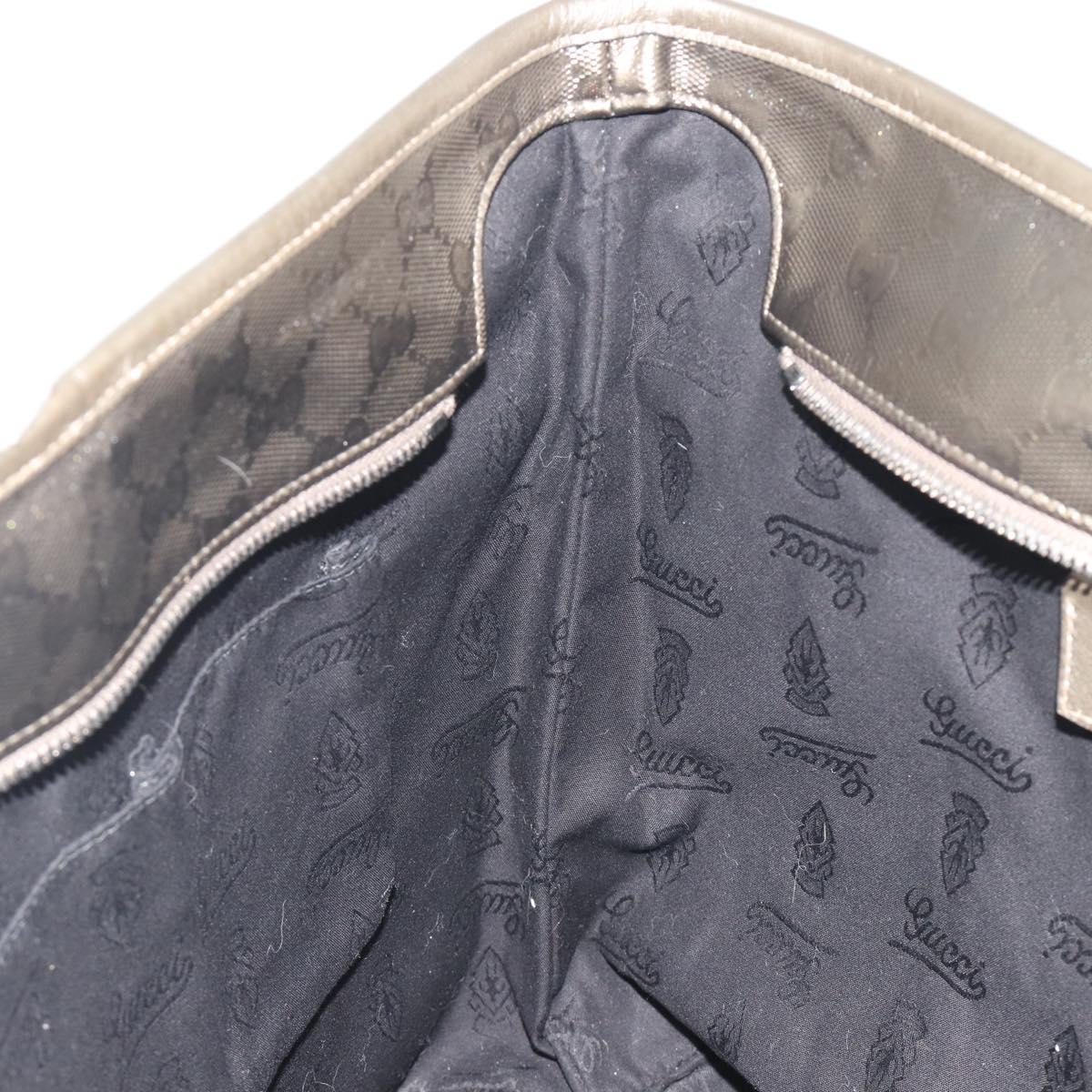 GUCCI GG Canvas Guccissima Tote Bag Leather Silver 211137 Auth mr2751